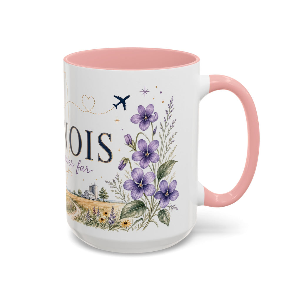 Illinois State Map Mug | Botanical Travel Sketch, Moving Away Gift (11oz 15oz)