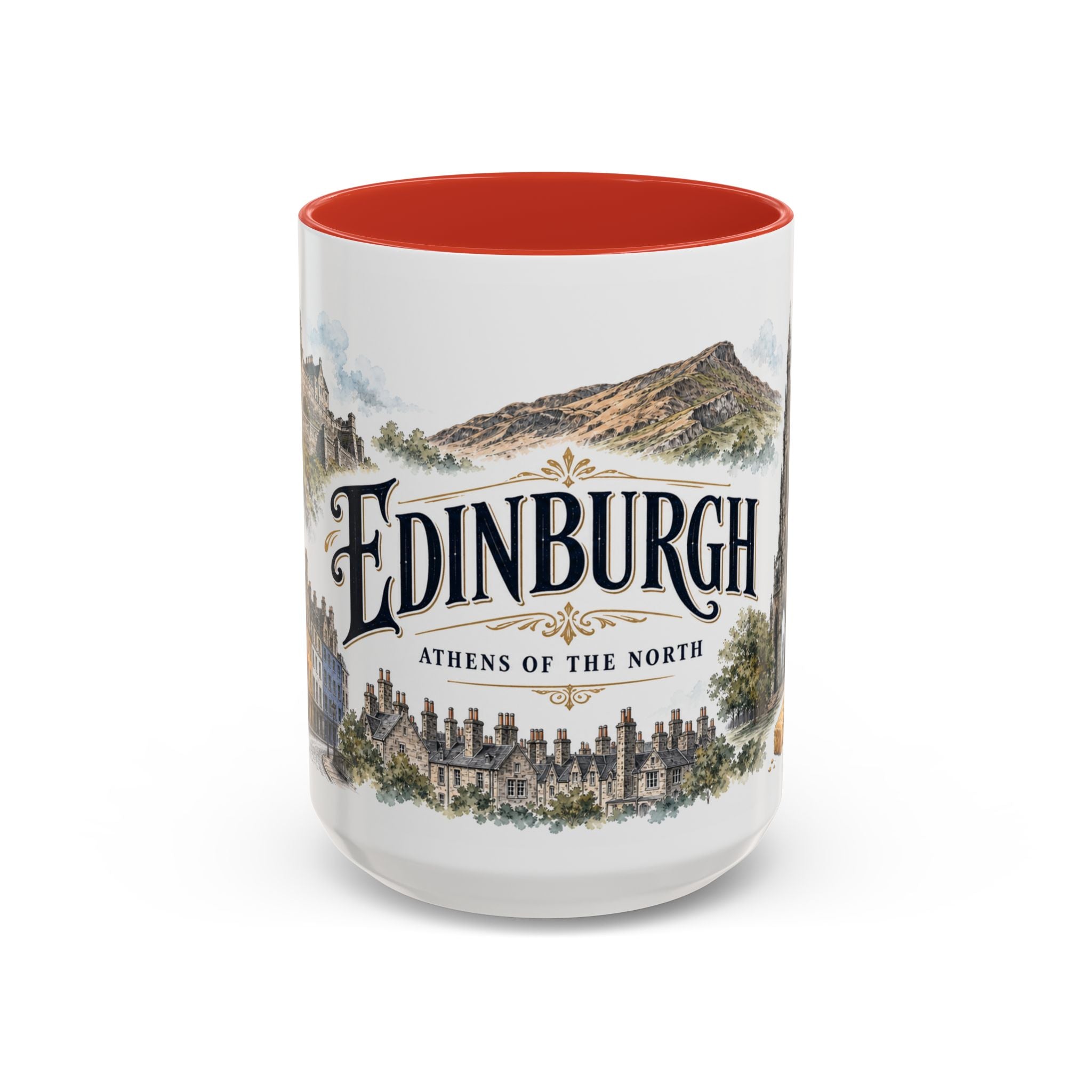 Edinburgh Coffee Mug | United Kingdom Travel Souvenir | Vintage Illustrated City Gift | 11 oz 15 oz Accent Mug