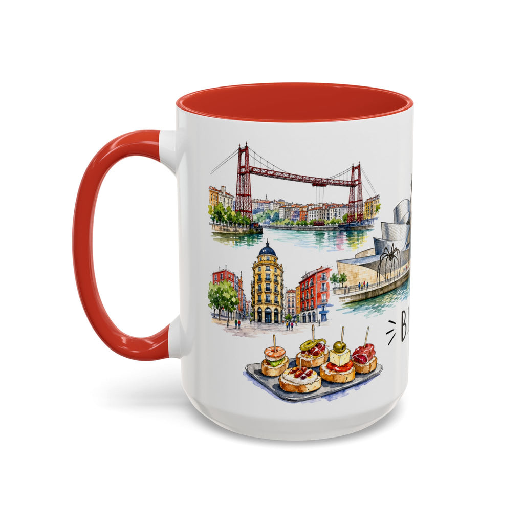 Bilbao Illustrated Travel Mug | City Souvenir Accent Coffee Mug | 11oz 15oz Ceramic Cup
