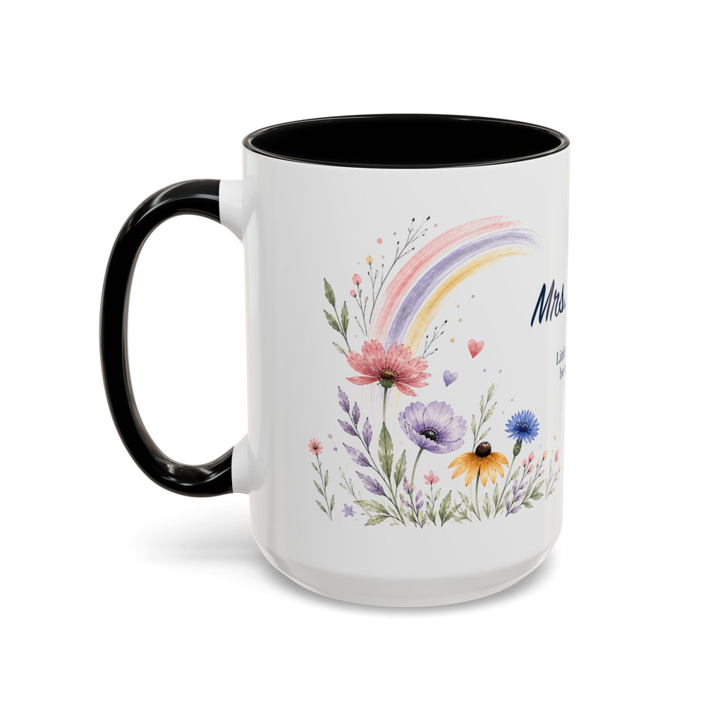 Personalized Kindergarten Teacher Mug | Custom Name Wildflower Rainbow Cup | Back to School Gift
