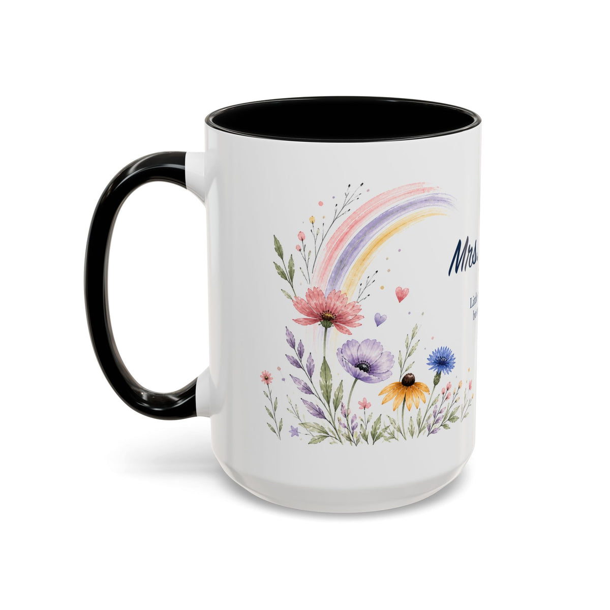 Personalized Kindergarten Teacher Mug | Custom Name Wildflower Rainbow Cup | Back to School Gift
