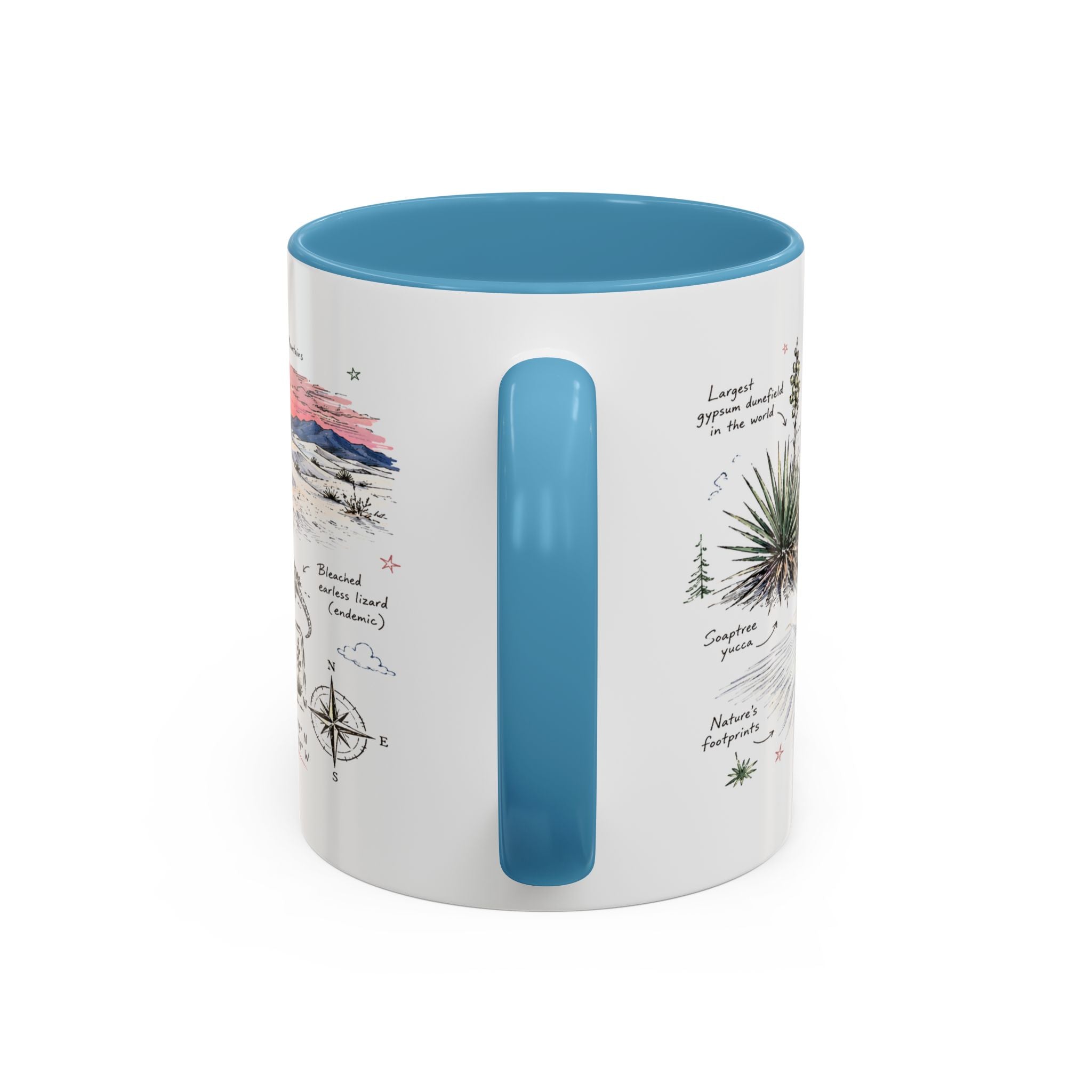 White Sands National Park Coffee Mug | New Mexico Desert Sand Dunes Gift | Accent Color Ceramic 11oz 15oz