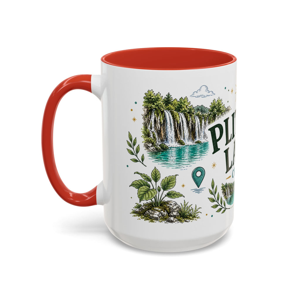 Plitvice Lakes Coffee Mug | Travel Destination Souvenir Gift | Accent Color Ceramic 11oz 15oz