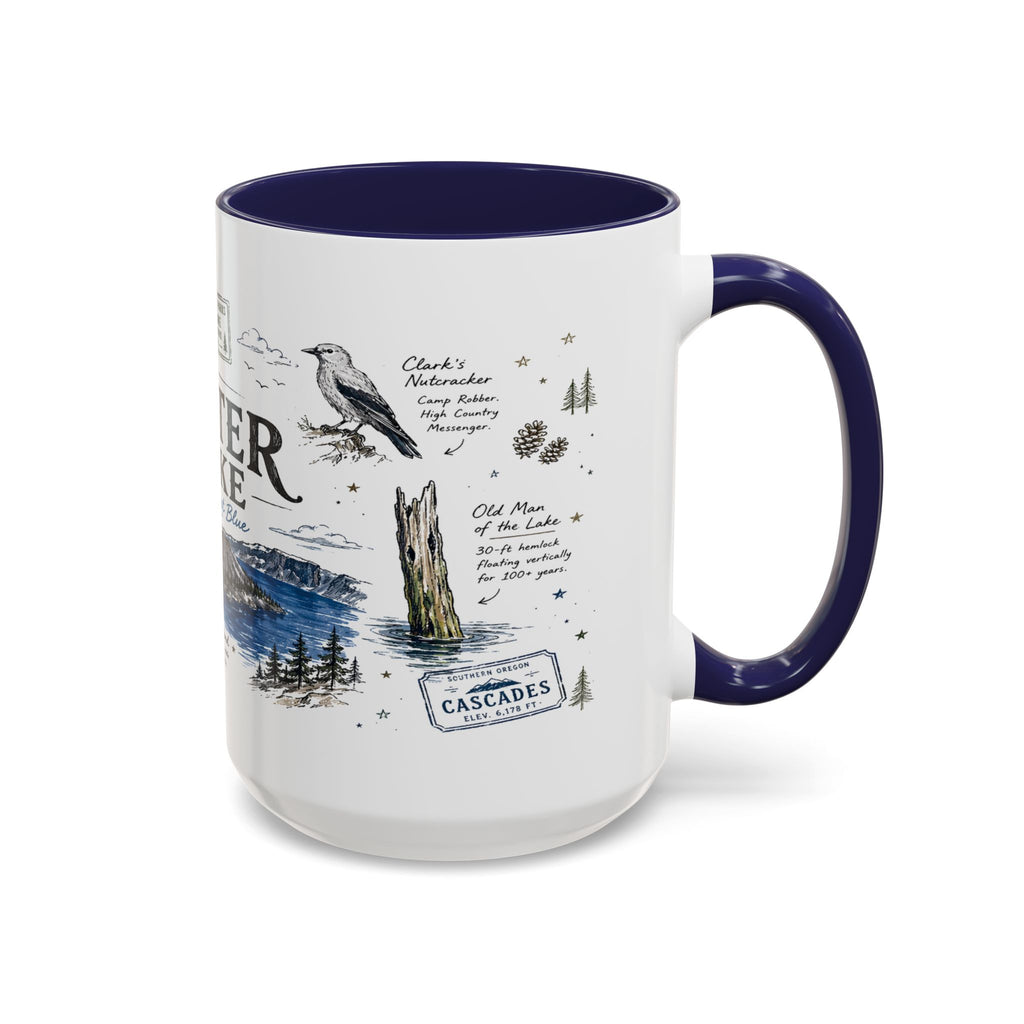 Crater Lake National Park Coffee Mug | Oregon Volcano Blue Lake Hiking Gift | Accent Color Ceramic 11oz 15oz