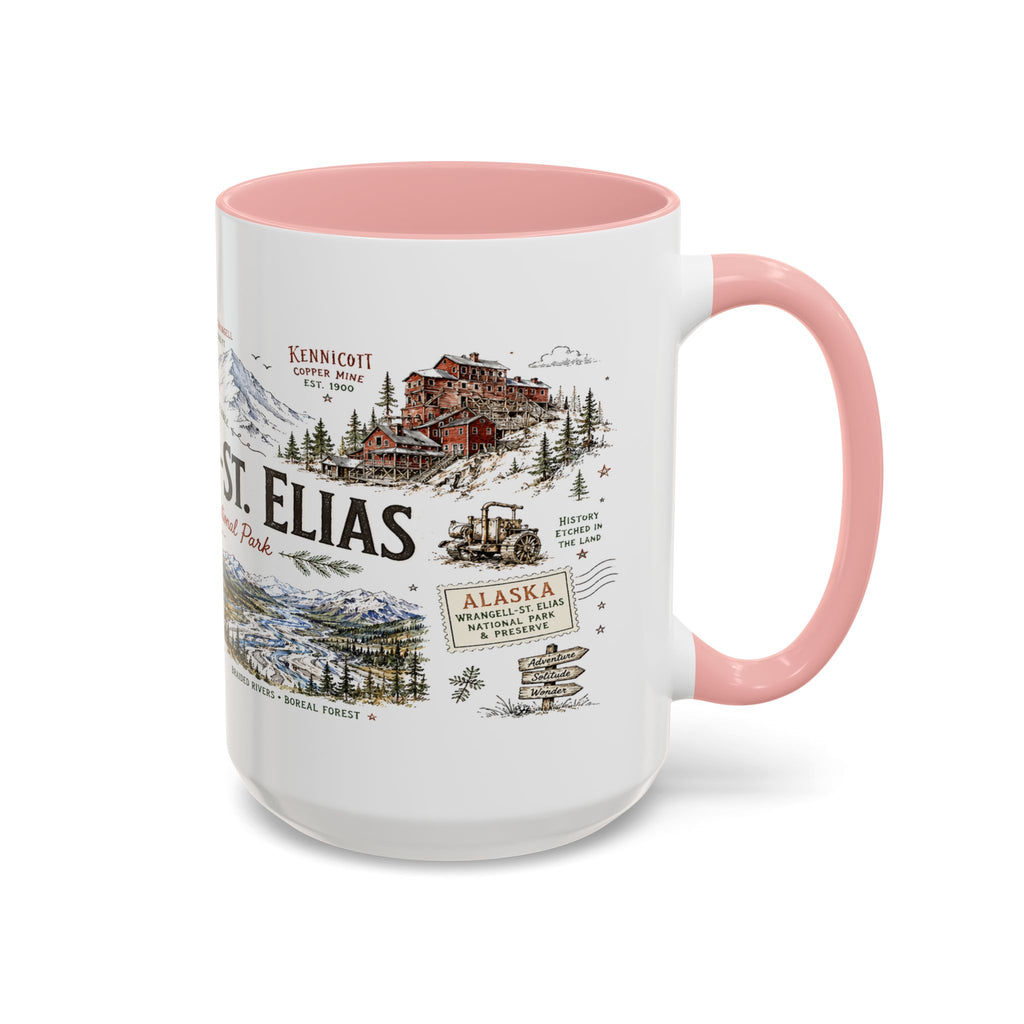 Wrangell-St. Elias National Park Coffee Mug | Alaska Wilderness Climbing Gift | Accent Color Ceramic 11oz 15oz