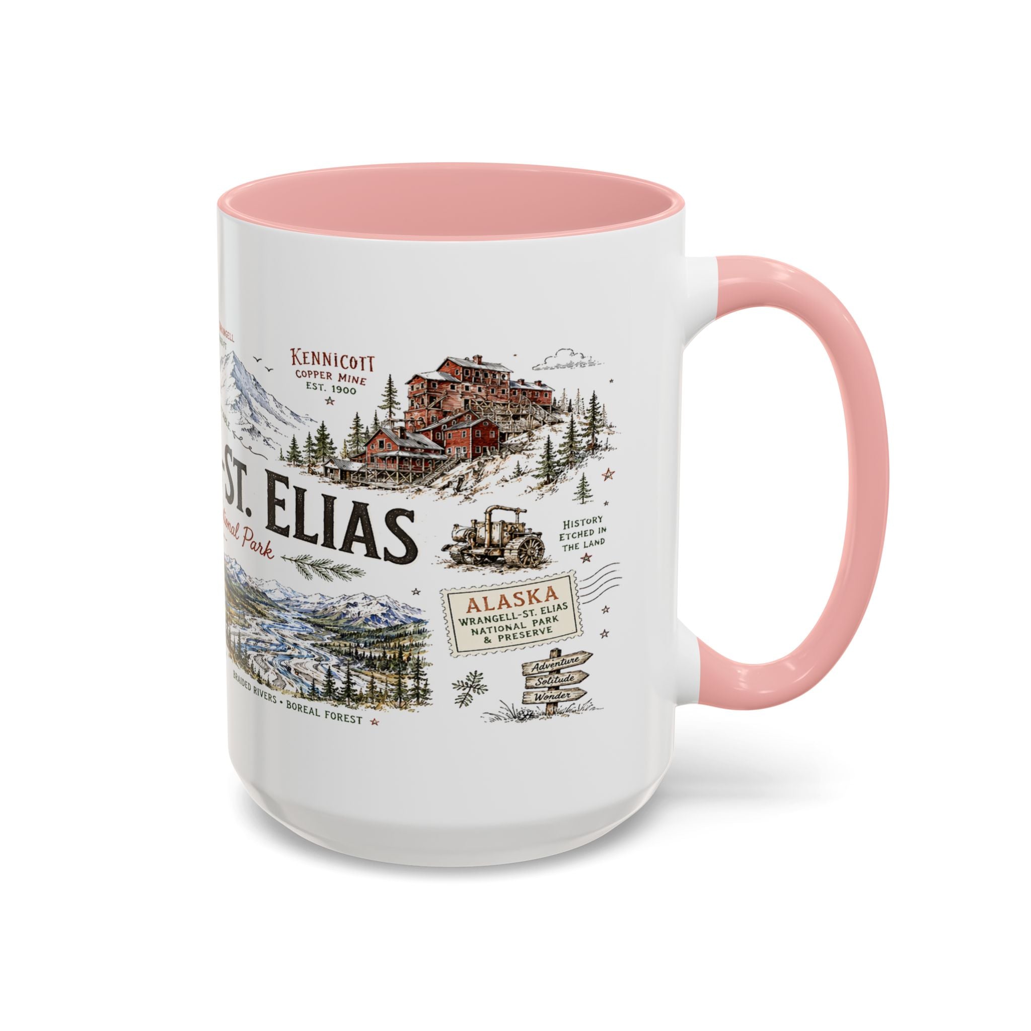 Wrangell-St. Elias National Park Coffee Mug | Alaska Wilderness Climbing Gift | Accent Color Ceramic 11oz 15oz