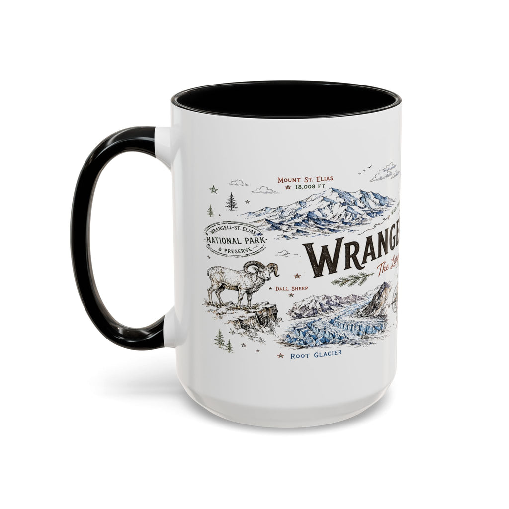 Wrangell-St. Elias National Park Coffee Mug | Alaska Wilderness Climbing Gift | Accent Color Ceramic 11oz 15oz
