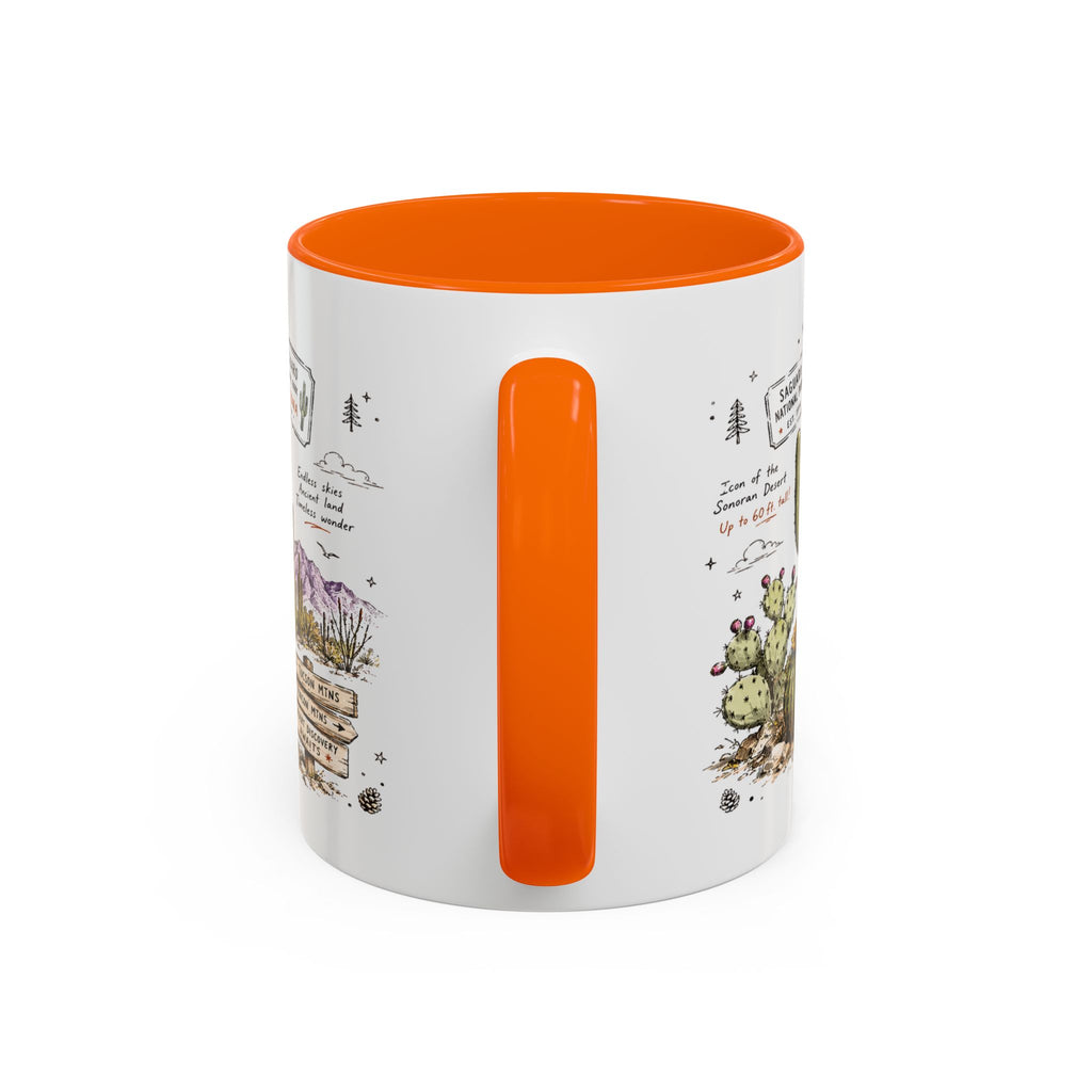 Saguaro National Park Coffee Mug | Arizona Desert Cactus Sunset Gift | Accent Color Ceramic 11oz 15oz
