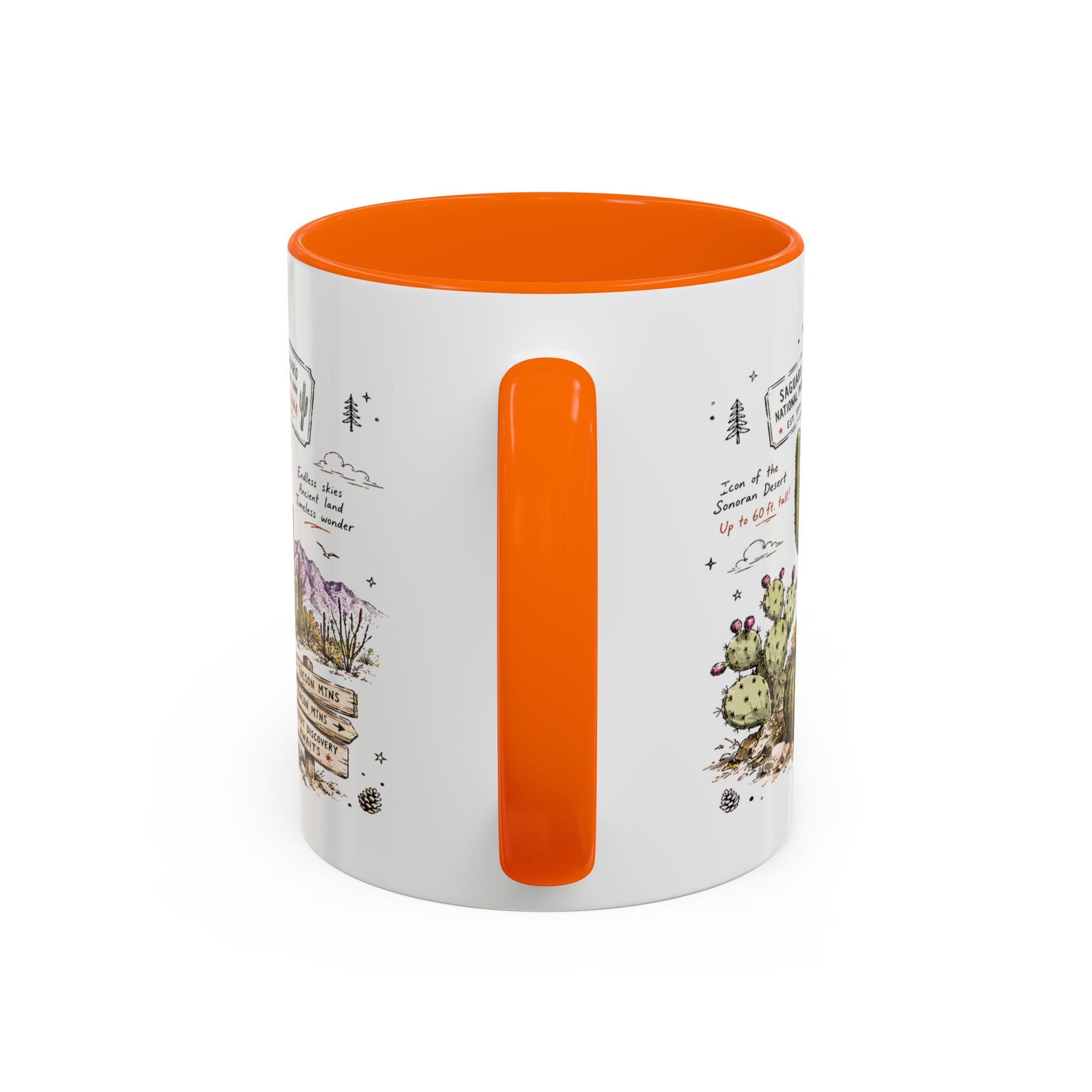 Saguaro National Park Coffee Mug | Arizona Desert Cactus Sunset Gift | Accent Color Ceramic 11oz 15oz