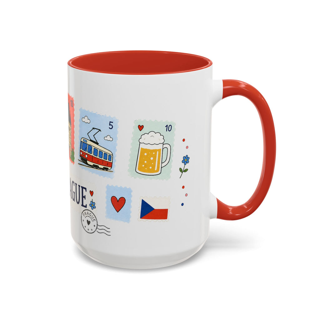 Prague Coffee Mug | Postage Stamp Collage Mug | Travel Souvenir Accent Cup 11oz 15oz