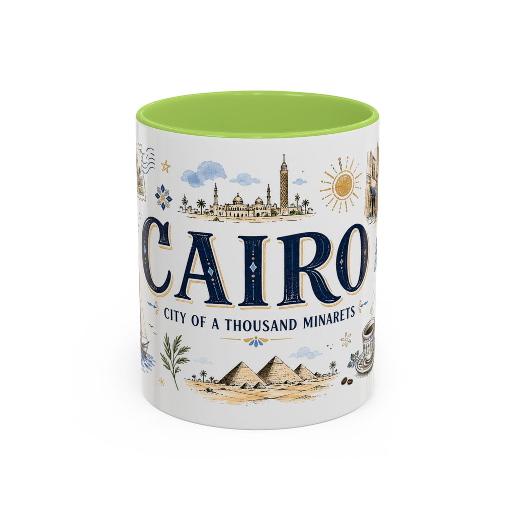 Cairo Coffee Mug | Egypt Souvenir Travel Gift | Accent Color Ceramic 11oz 15oz