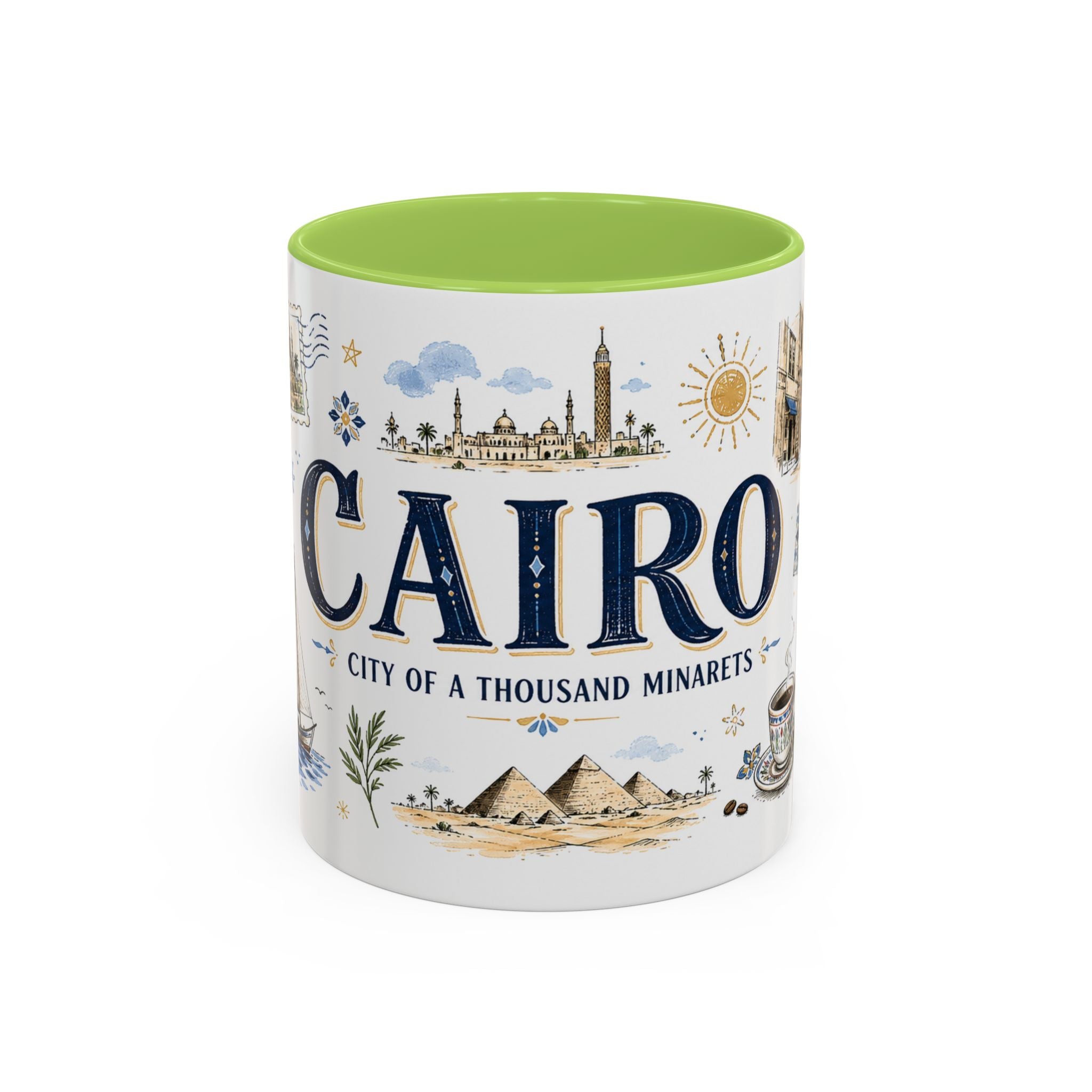 Cairo Coffee Mug | Egypt Souvenir Travel Gift | Accent Color Ceramic 11oz 15oz
