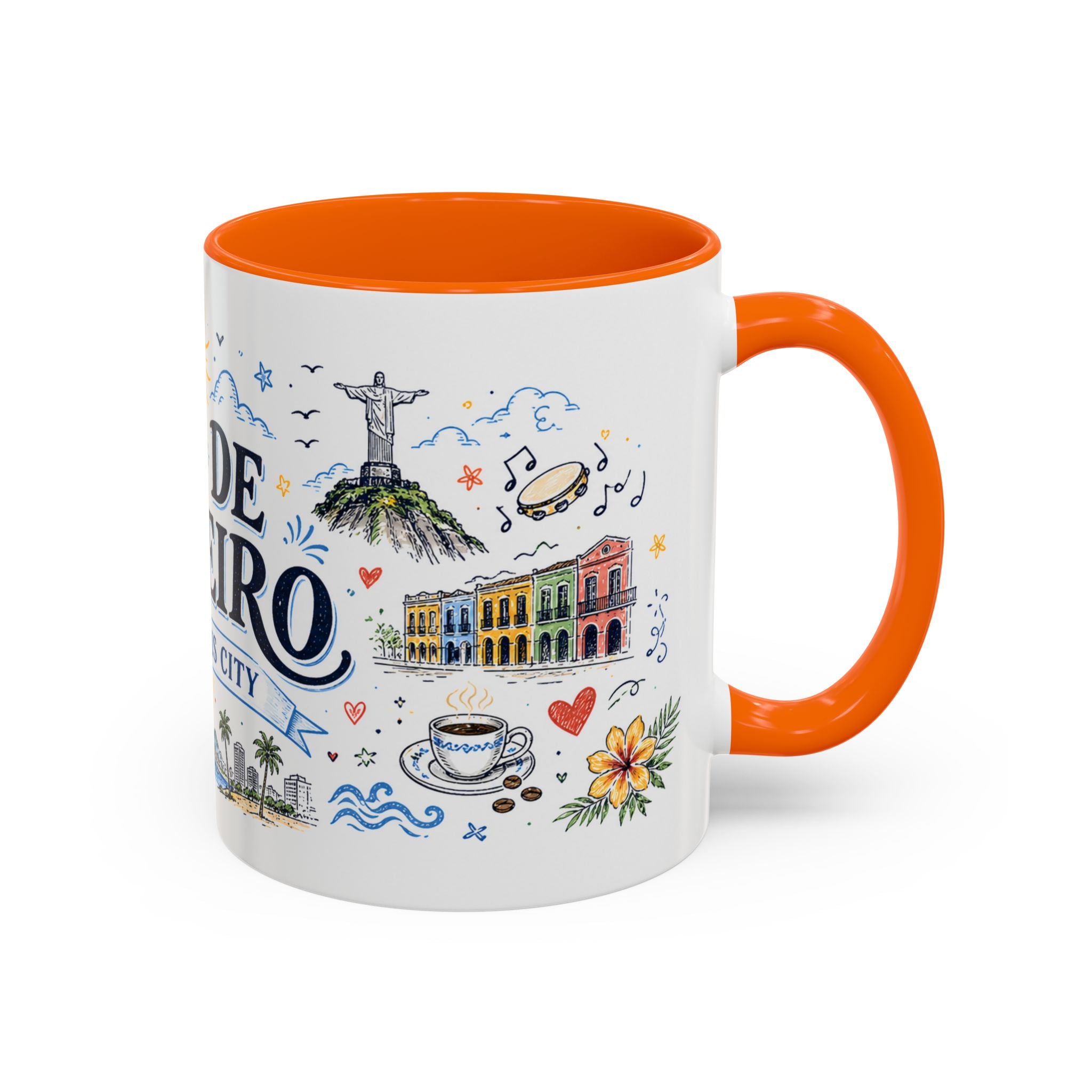 Rio de Janeiro Coffee Mug | Brazil Souvenir Travel Gift | Accent Color Ceramic 11oz 15oz