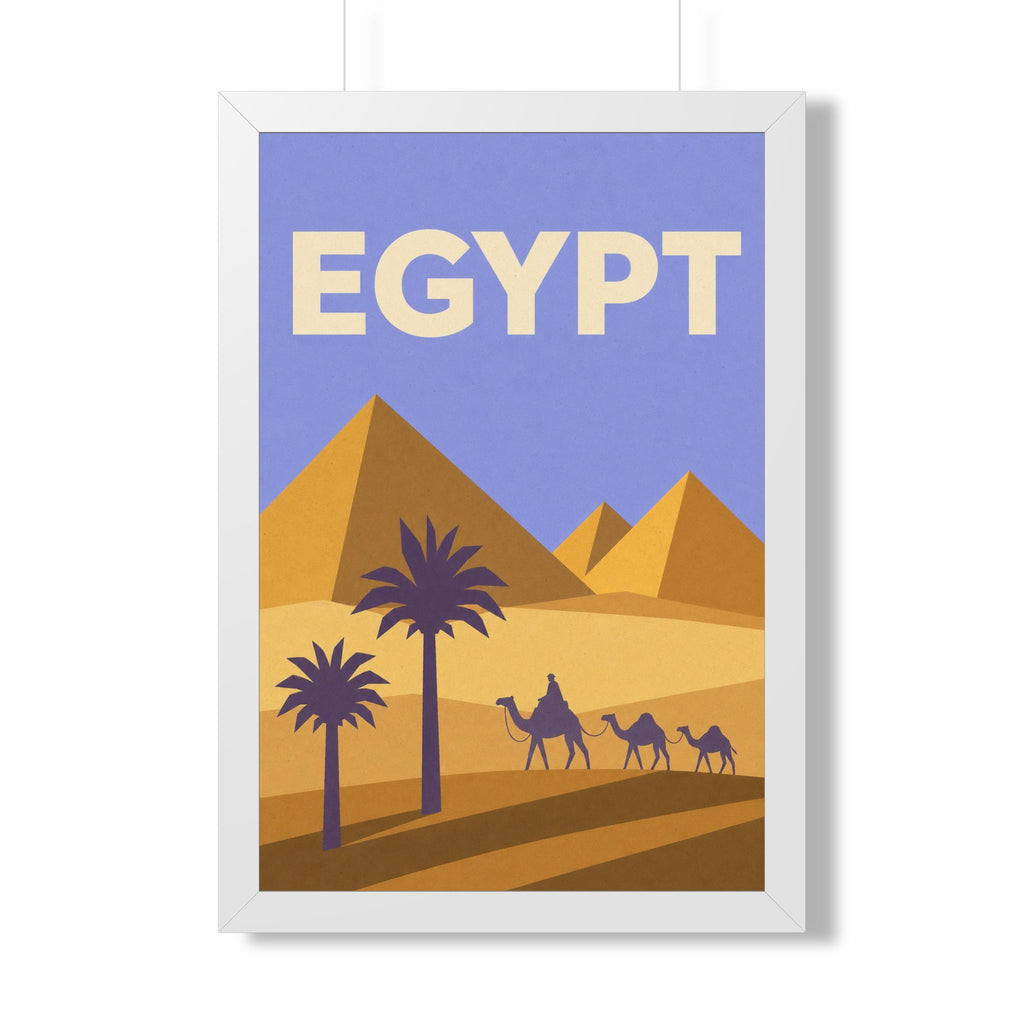 Egypt Pyramids Egypt Framed Poster | Vintage Travel Wall Art | Black Walnut White Frame | 16x24 20x30