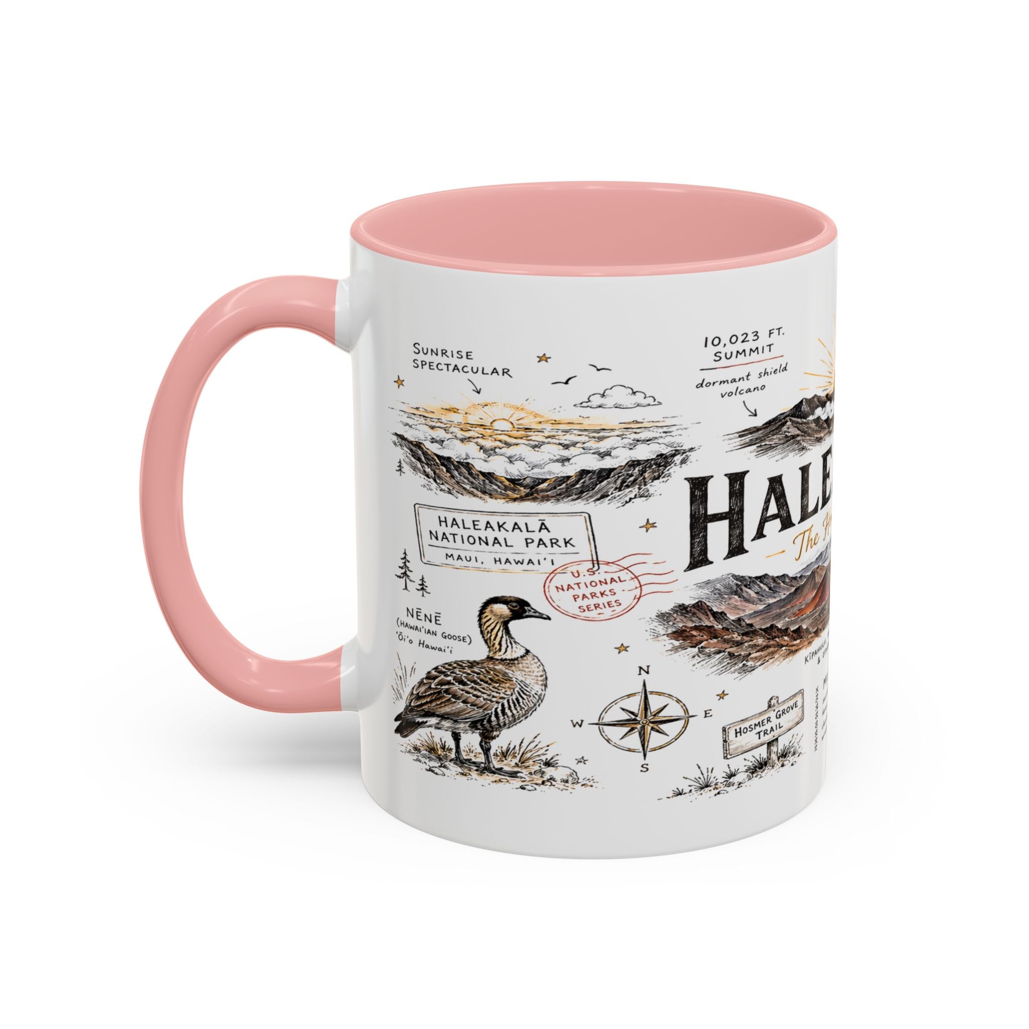Haleakala National Park Coffee Mug | Hawaii Maui Sunrise Crater Gift | Accent Color Ceramic 11oz 15oz