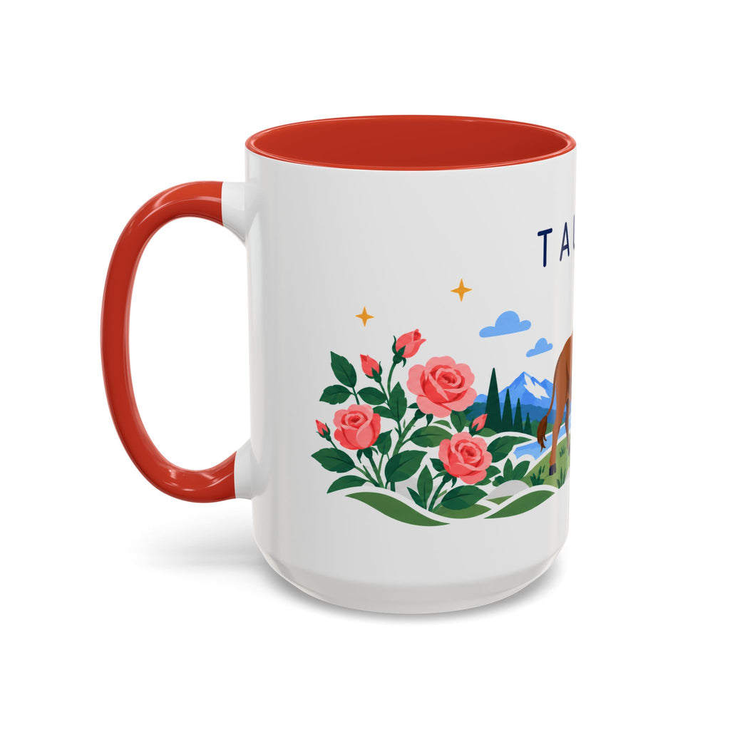 Taurus Zodiac Coffee Mug | Bull and Rose Design | Astrology Birthday Gift | 11 oz 15 oz Ceramic Accent Mug