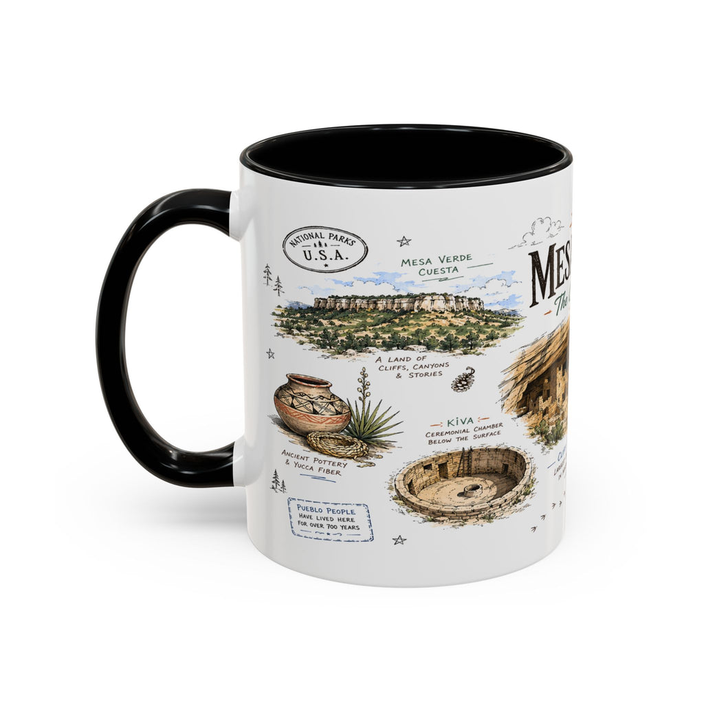 Mesa Verde National Park Coffee Mug | Colorado Ancient Cliff Dwellings Gift | Accent Color Ceramic 11oz 15oz