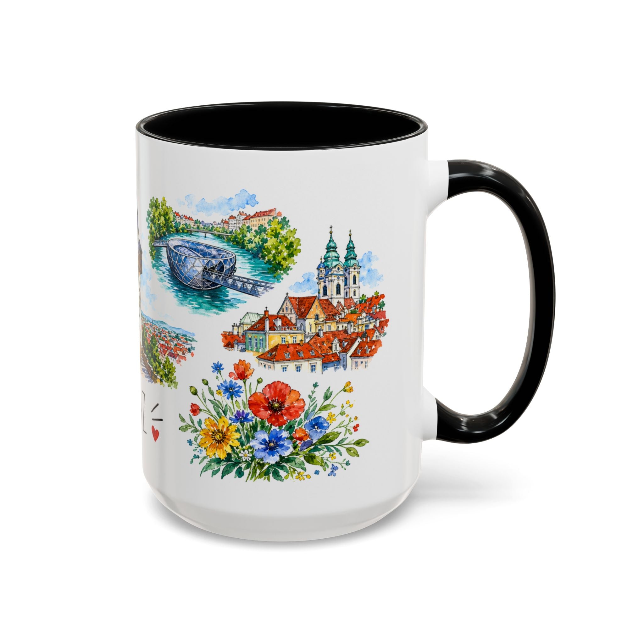 Graz Illustrated Travel Mug | City Souvenir Accent Coffee Mug | 11oz 15oz Ceramic Cup