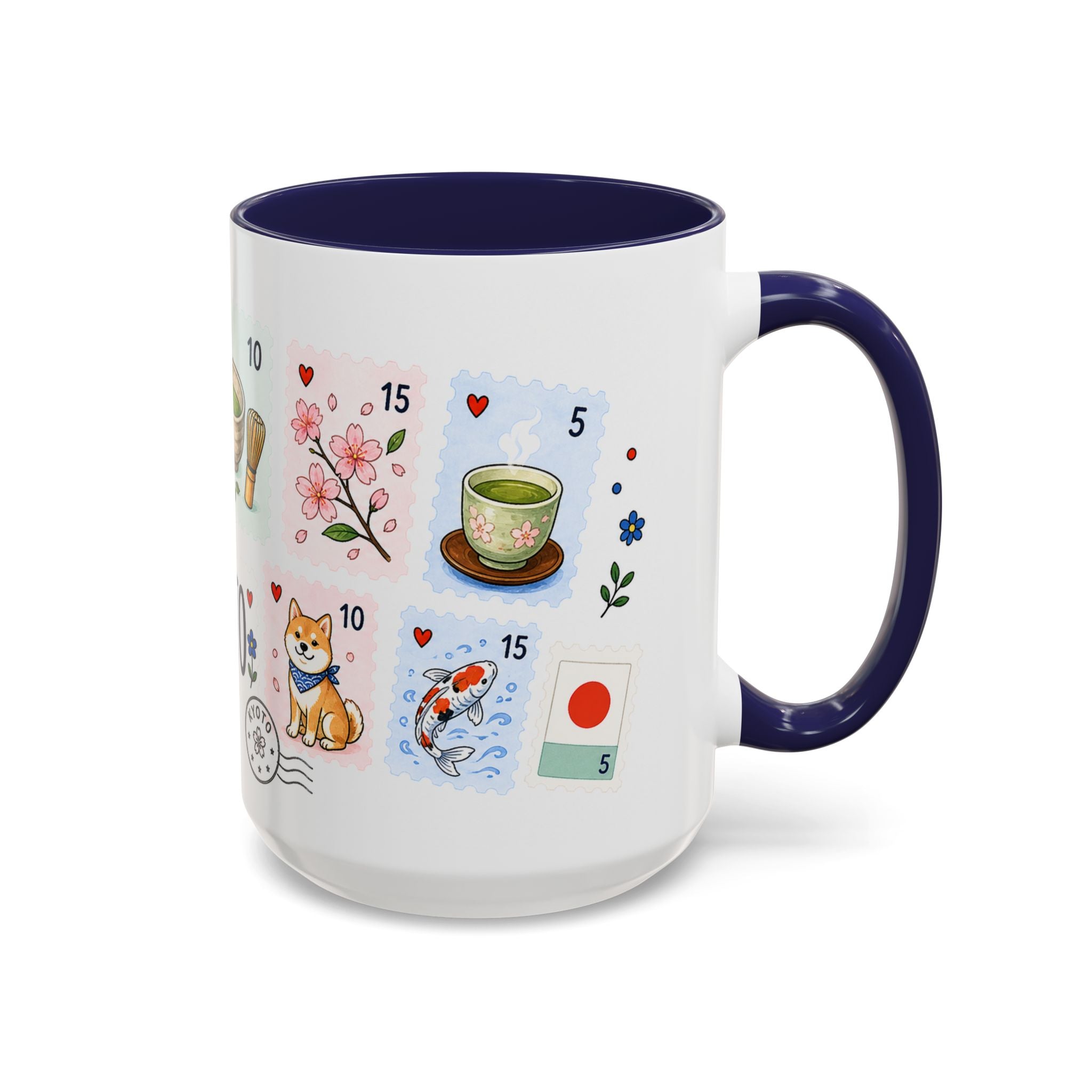 Kyoto Coffee Mug | Postage Stamp Collage Mug | Travel Souvenir Accent Cup 11oz 15oz
