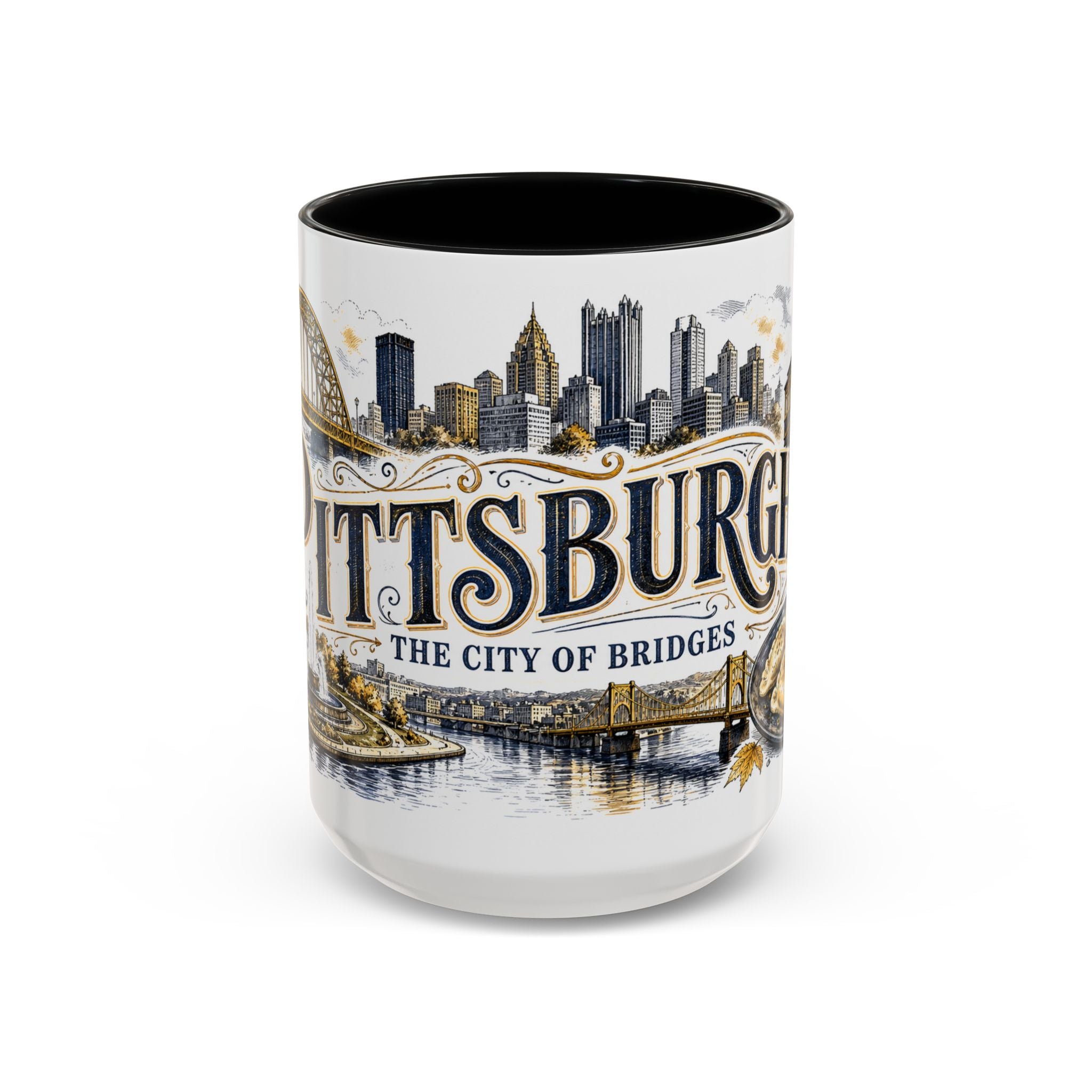 Pittsburgh Coffee Mug | United States Travel Souvenir | Vintage Illustrated City Gift | 11 oz 15 oz Accent Mug