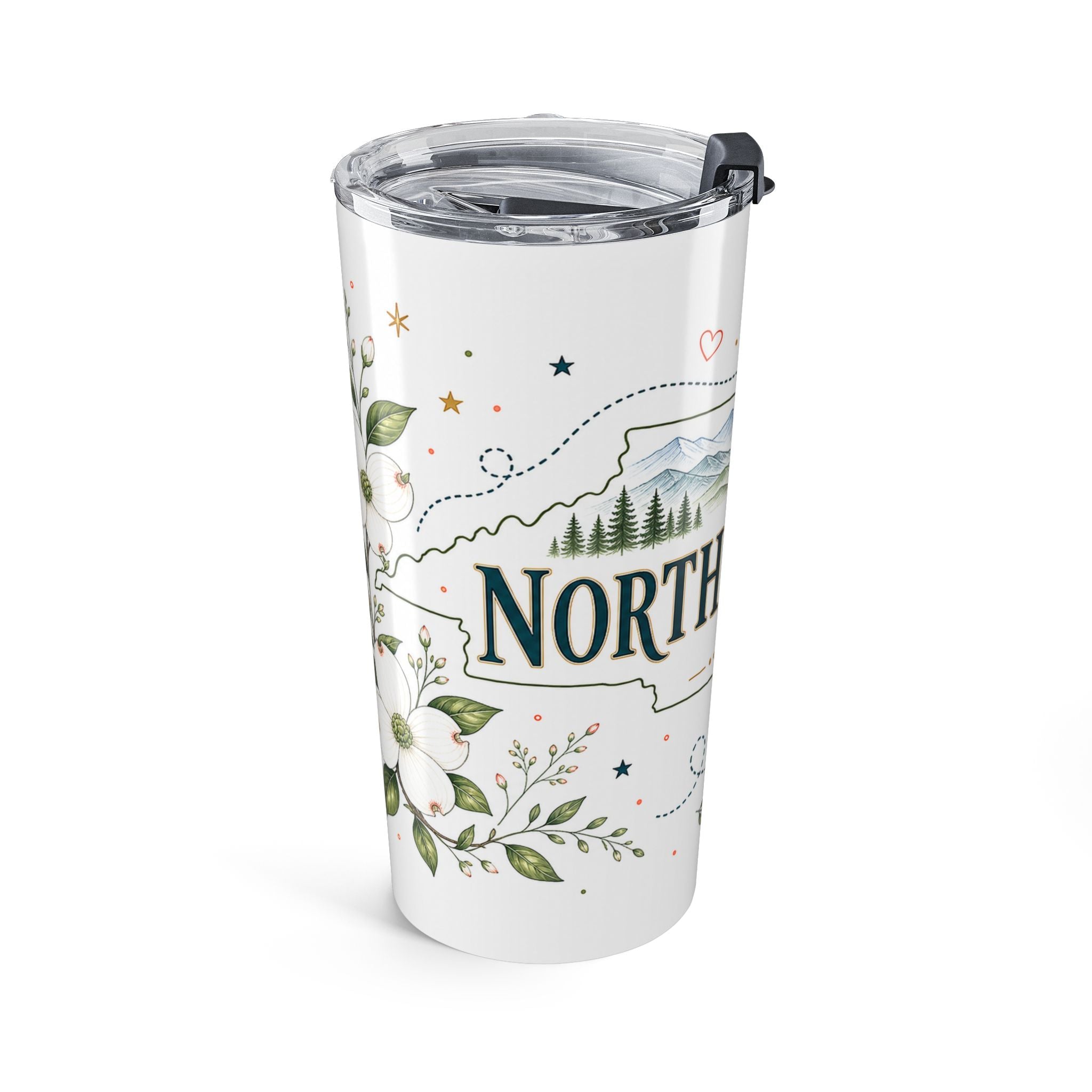 North Carolina State Flower 20oz Tumbler | North Carolina Botanical Gift | Insulated Stainless Steel Travel Cup