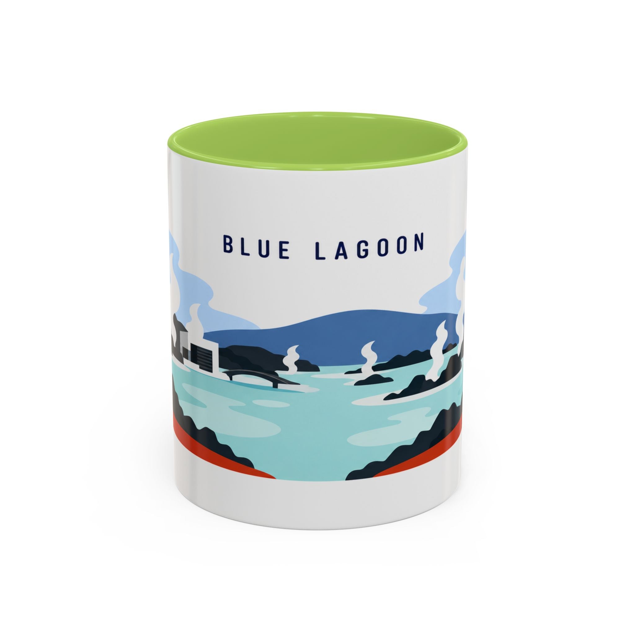 Blue Lagoon Coffee Mug | Travel Destination Souvenir Gift | Accent Color Ceramic 11oz 15oz