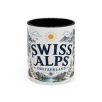 Swiss Alps Coffee Mug | Travel Destination Souvenir Gift | Accent Color Ceramic 11oz 15oz