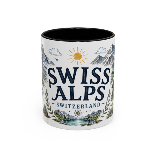 Swiss Alps Coffee Mug | Travel Destination Souvenir Gift | Accent Color Ceramic 11oz 15oz