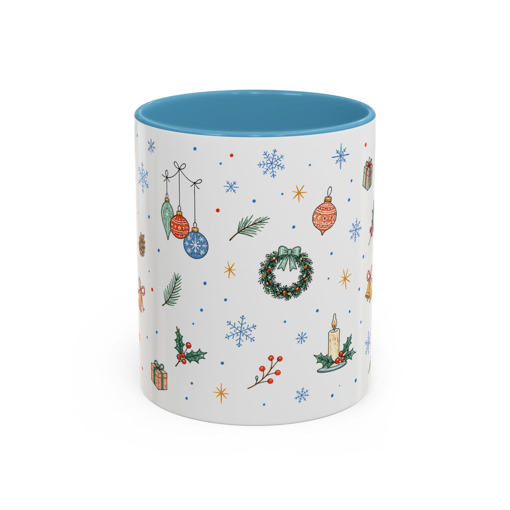 Christmas Ornament Mug | Snowflake Watercolor Holiday Gift | Accent Cup 11oz 15oz