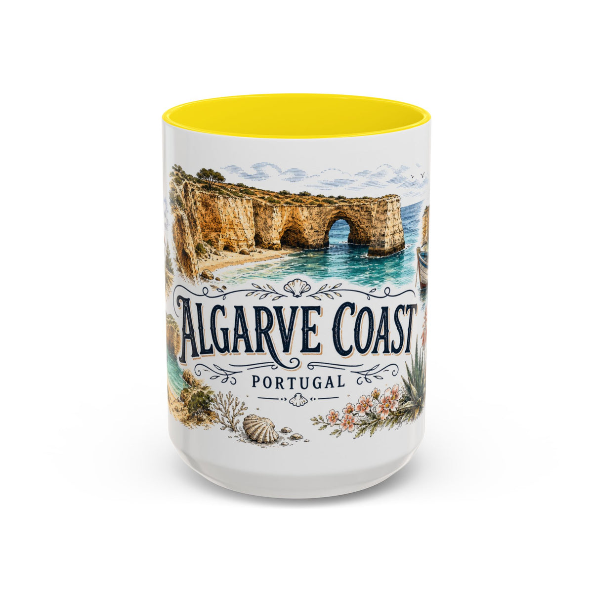 Algarve Coast Mug, Portugal Travel Souvenir, Bucket List Gift, Accent Ceramic Coffee Mug 11oz 15oz