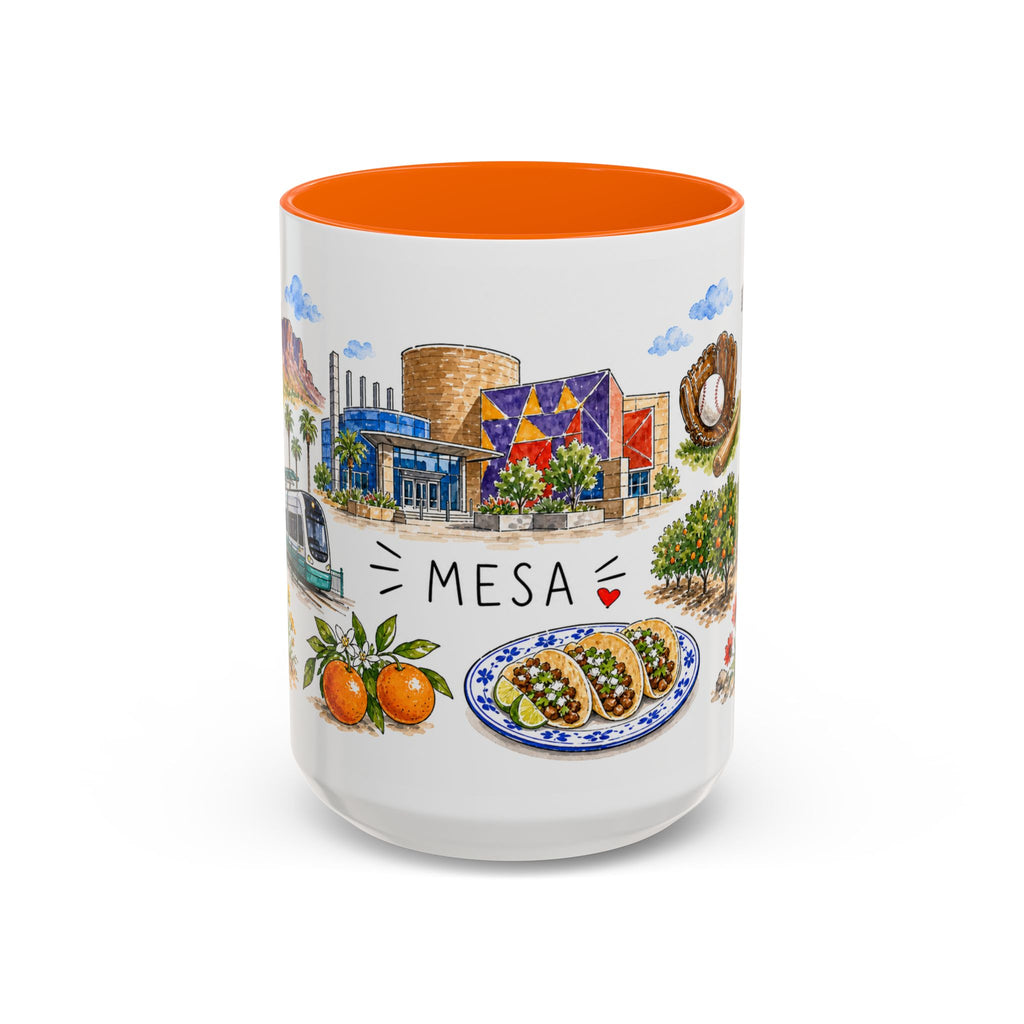 Mesa Illustrated Travel Mug | City Souvenir Accent Coffee Mug | 11oz 15oz Ceramic Cup
