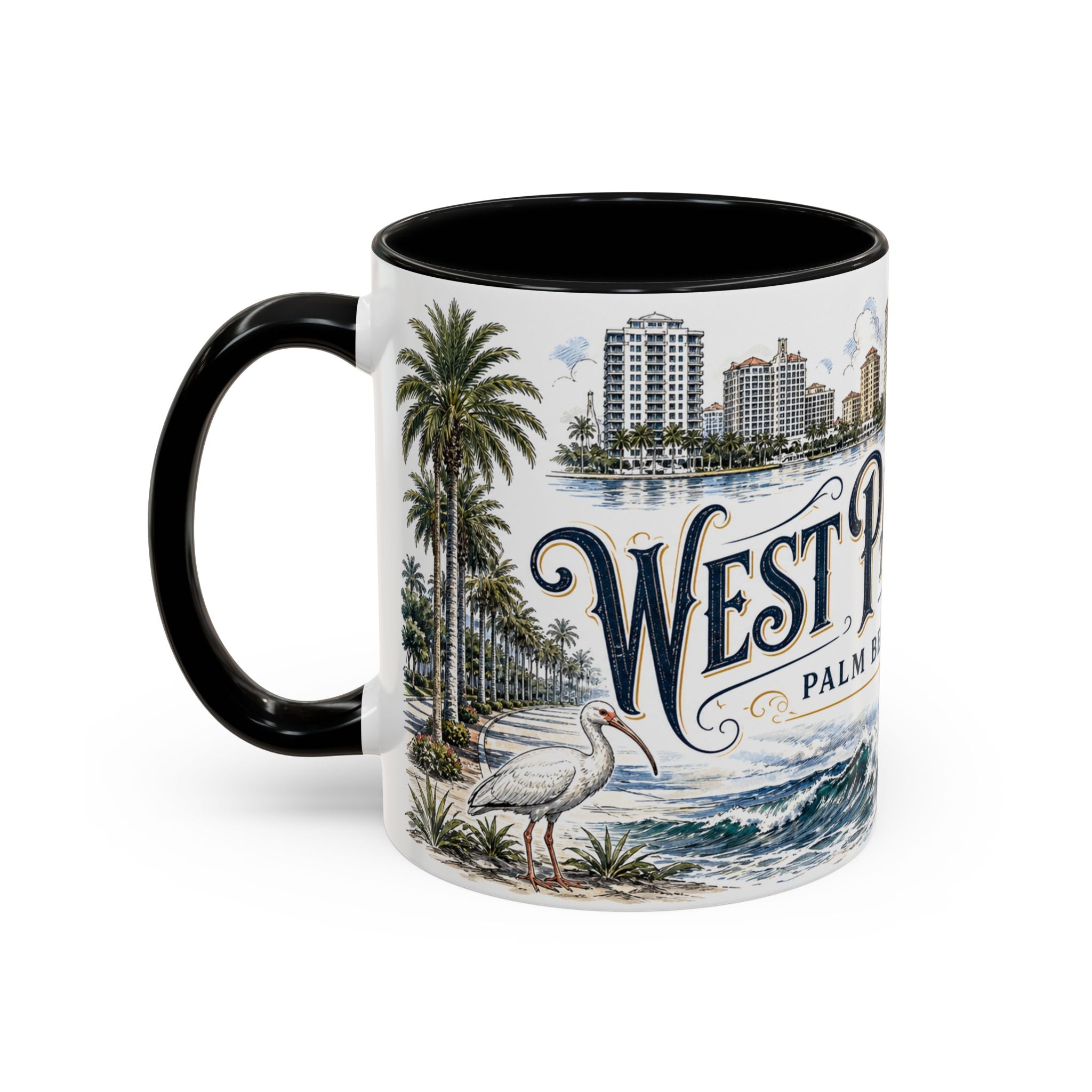West Palm Beach Coffee Mug | United States Travel Souvenir | Vintage Illustrated City Gift | 11 oz 15 oz Accent Mug