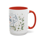 North Carolina State Map Mug | Moving Away, Homesick Gift | Botanical Accent Coffee Cup