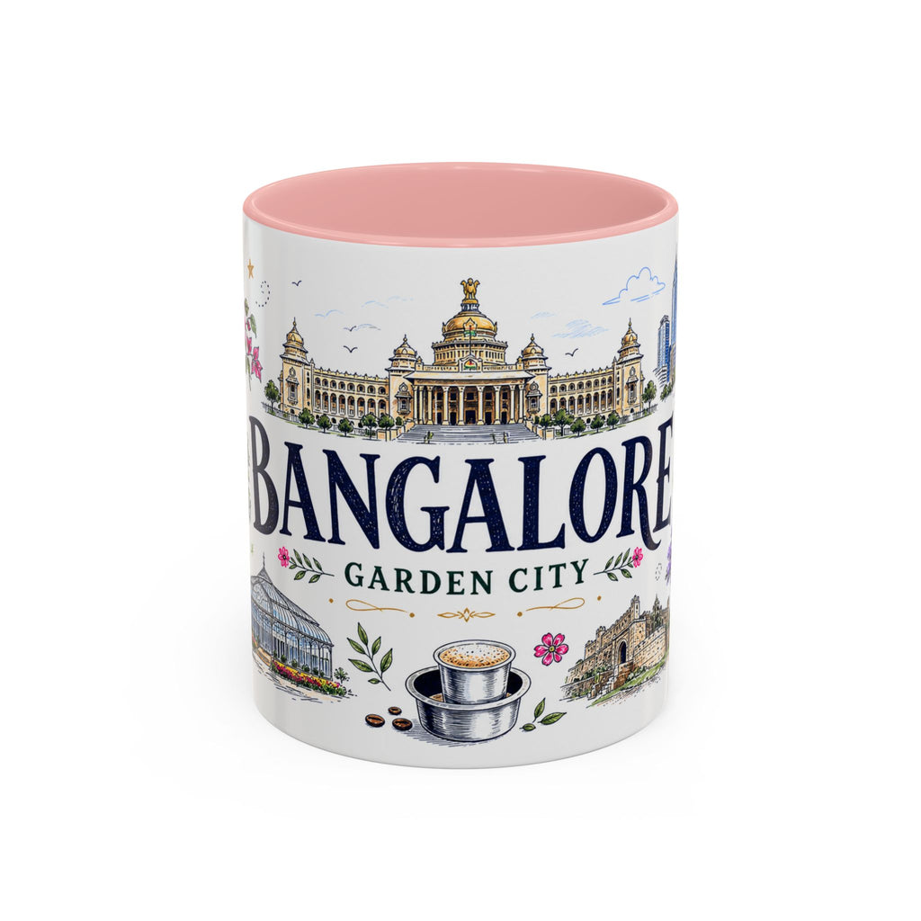 Bangalore Coffee Mug | India Souvenir Travel Gift | Accent Color Ceramic 11oz 15oz