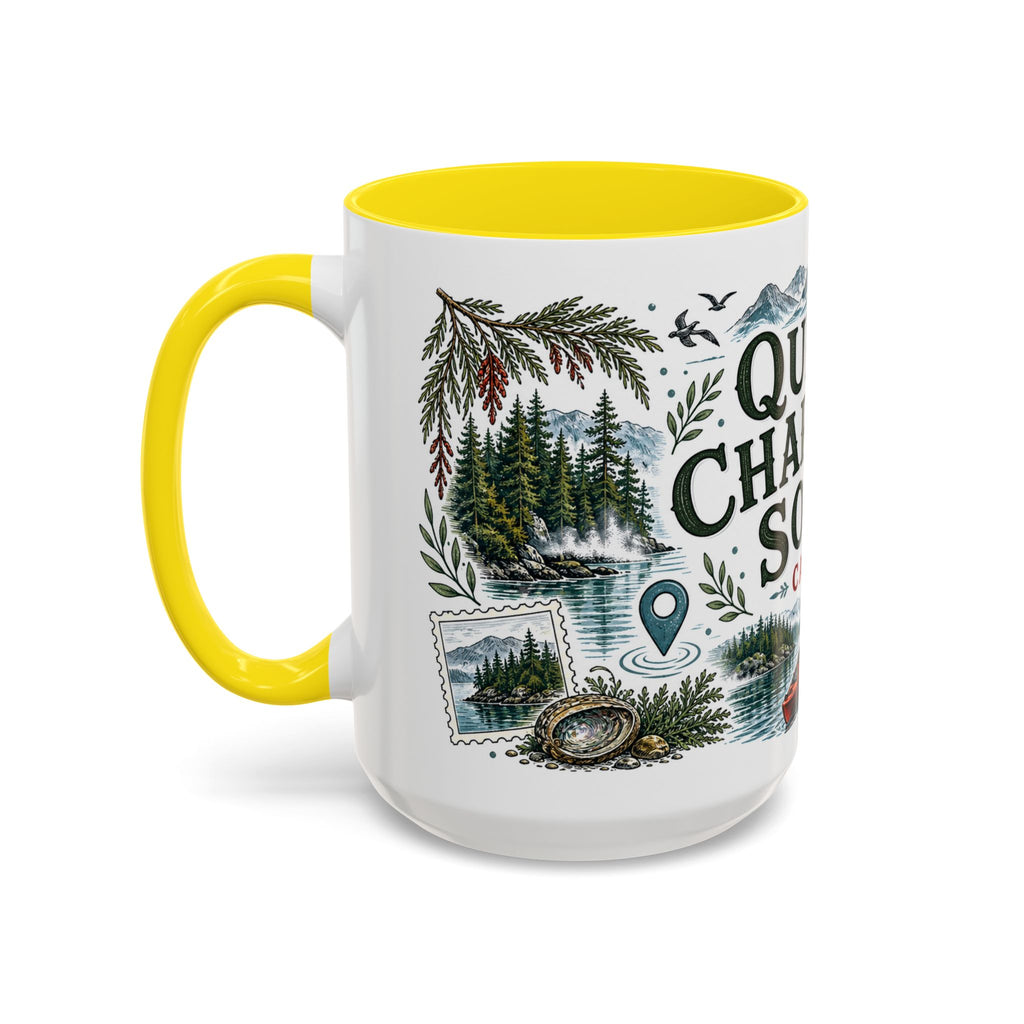 Queen Charlotte Sound Coffee Mug | Travel Destination Souvenir Gift | Accent Color Ceramic 11oz 15oz