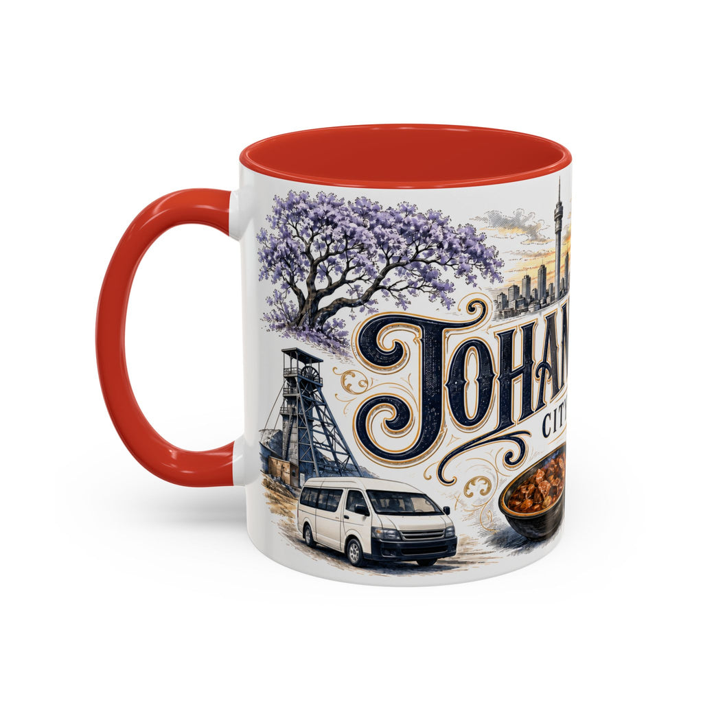 Johannesburg Coffee Mug | South Africa Travel Souvenir | Vintage Illustrated City Gift | 11 oz 15 oz Accent Mug
