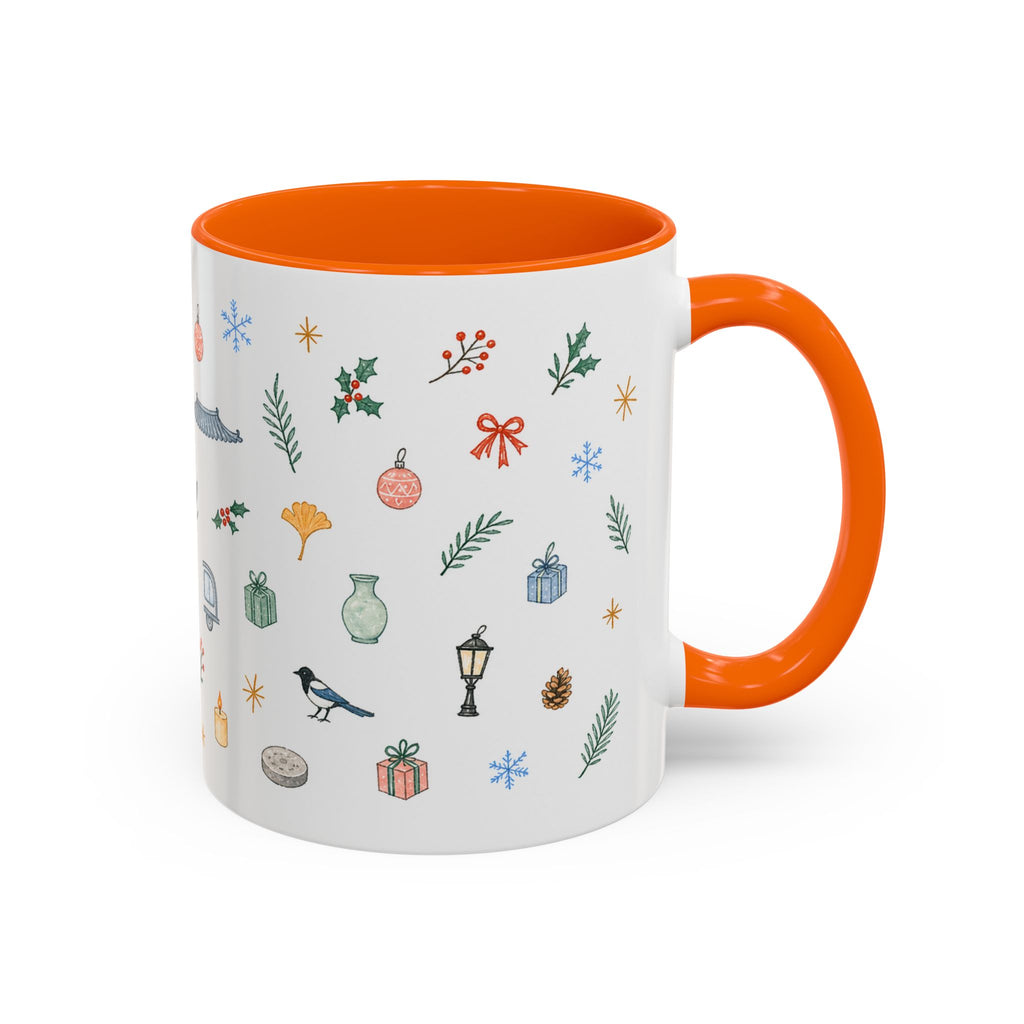 Seoul Christmas Mug | Watercolor Travel Souvenir | Holiday Gift | Accent Ceramic Coffee Cup 11oz 15oz