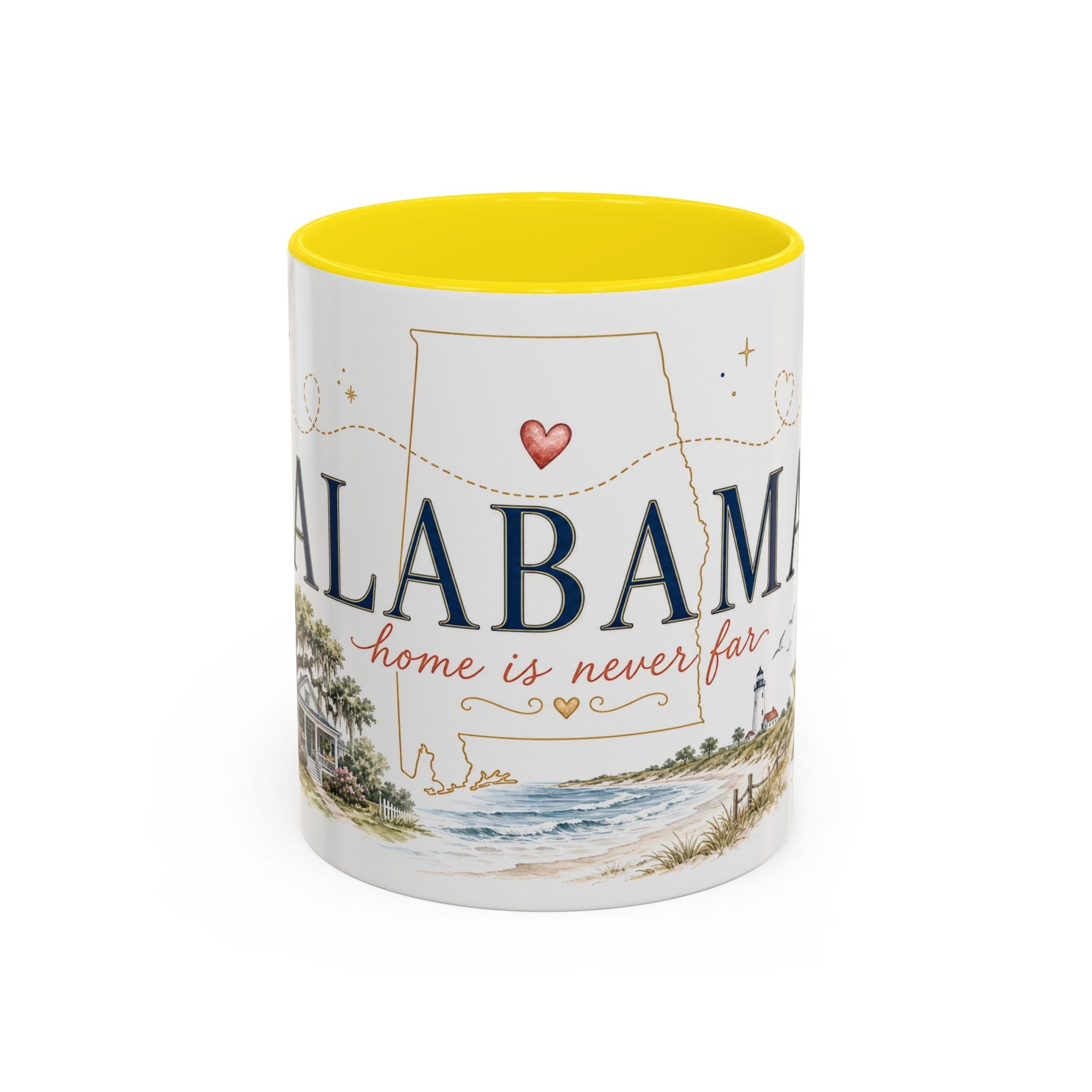 Alabama State Map Mug | Coastal Scenery, Botanical Accents, Homesick Gift