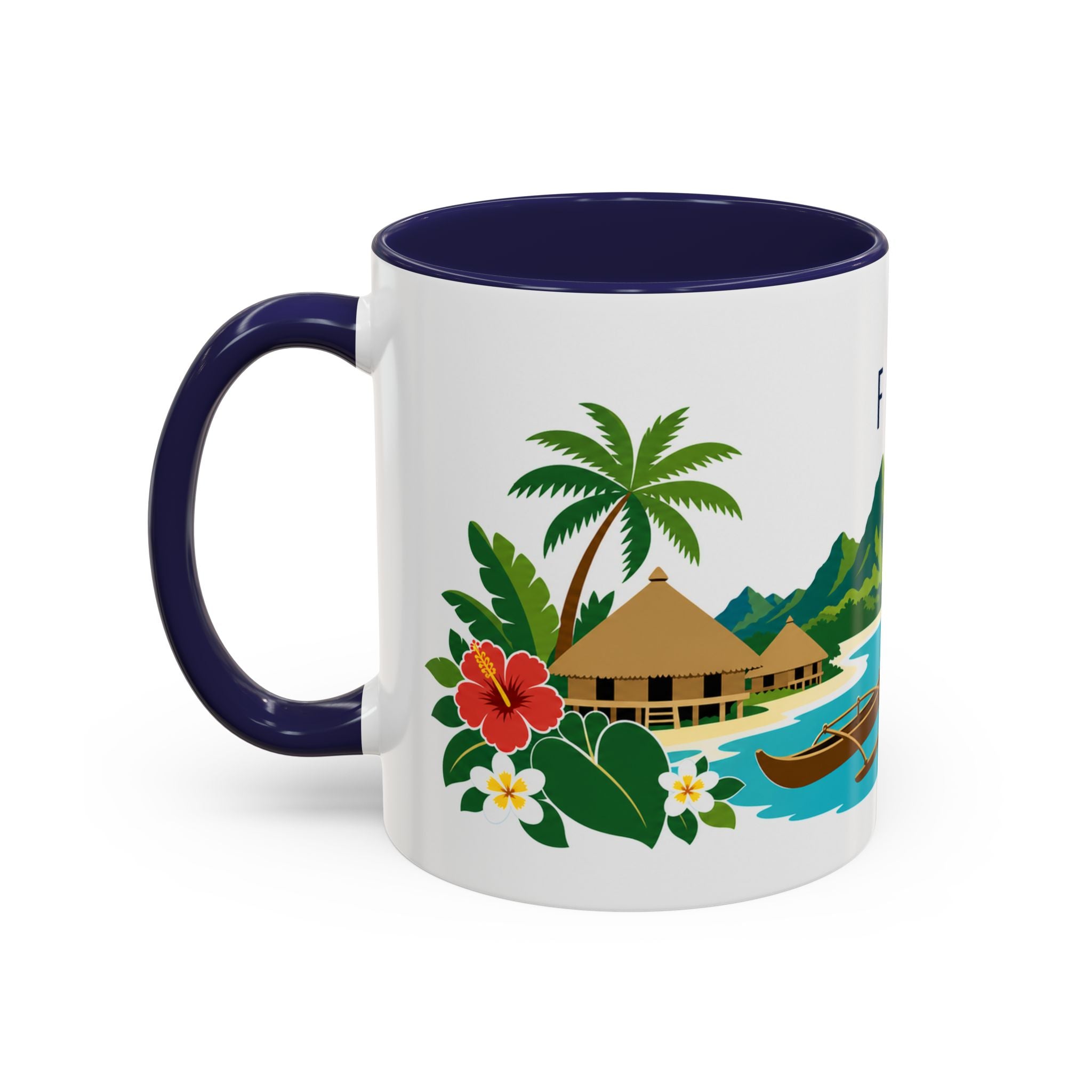 Fiji Coffee Mug | Travel Destination Souvenir Gift | Accent Color Ceramic 11oz 15oz