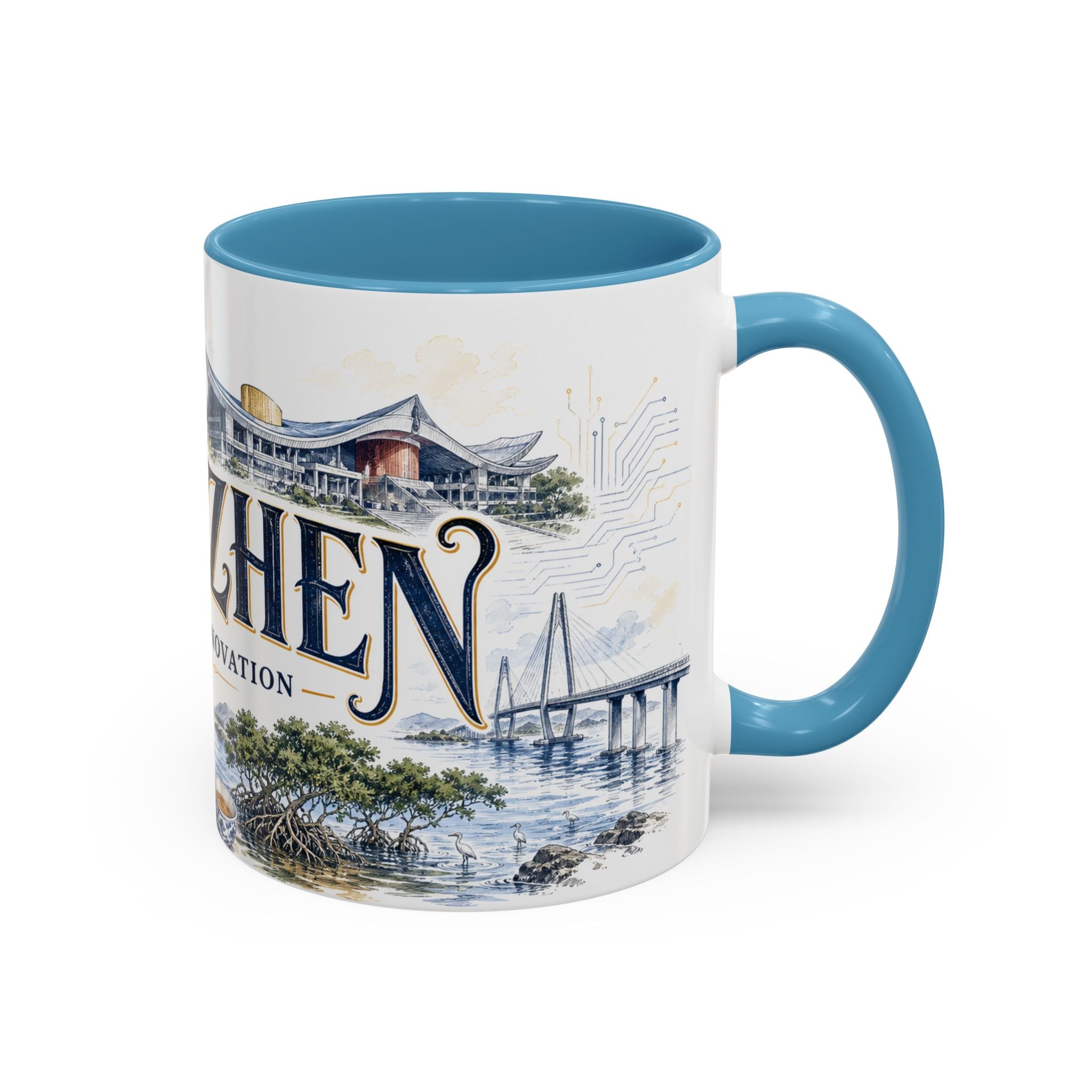 Shenzhen Coffee Mug | China Travel Souvenir | Vintage Illustrated City Gift | 11 oz 15 oz Accent Mug