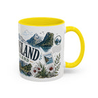 New Zealand South Island Coffee Mug | Travel Destination Souvenir Gift | Accent Color Ceramic 11oz 15oz