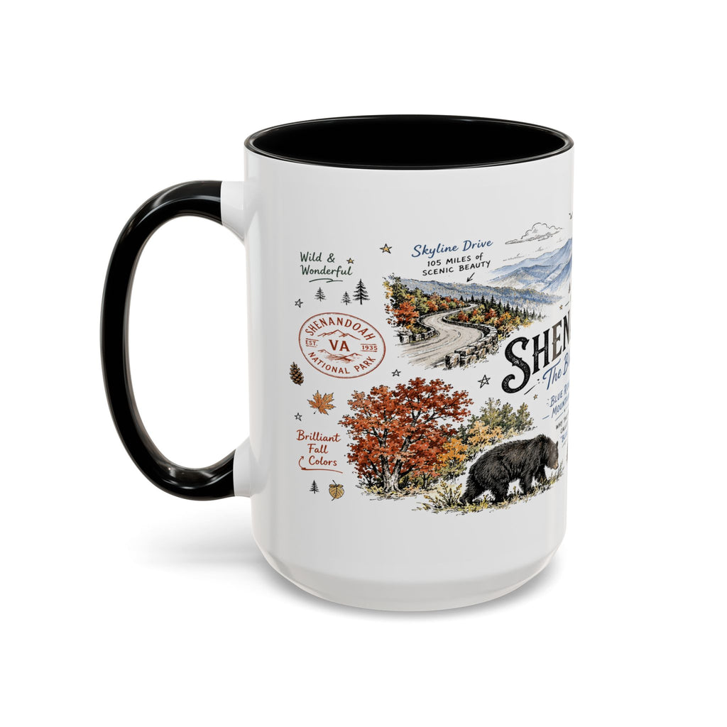 Shenandoah National Park Coffee Mug | Virginia Blue Ridge Hiking Autumn Gift | Accent Color Ceramic 11oz 15oz