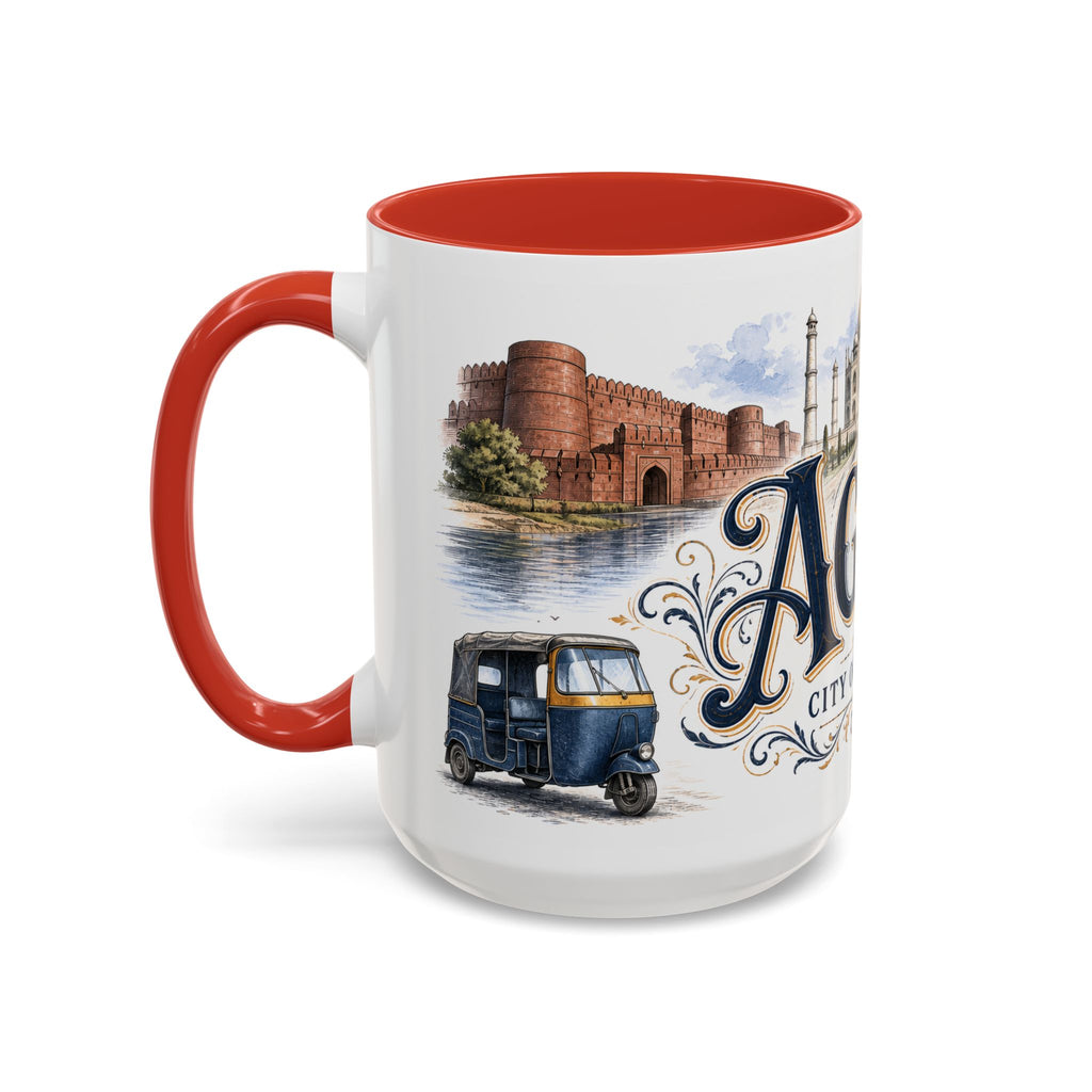 Agra Coffee Mug | India Travel Souvenir | Vintage Illustrated City Gift | 11 oz 15 oz Accent Mug