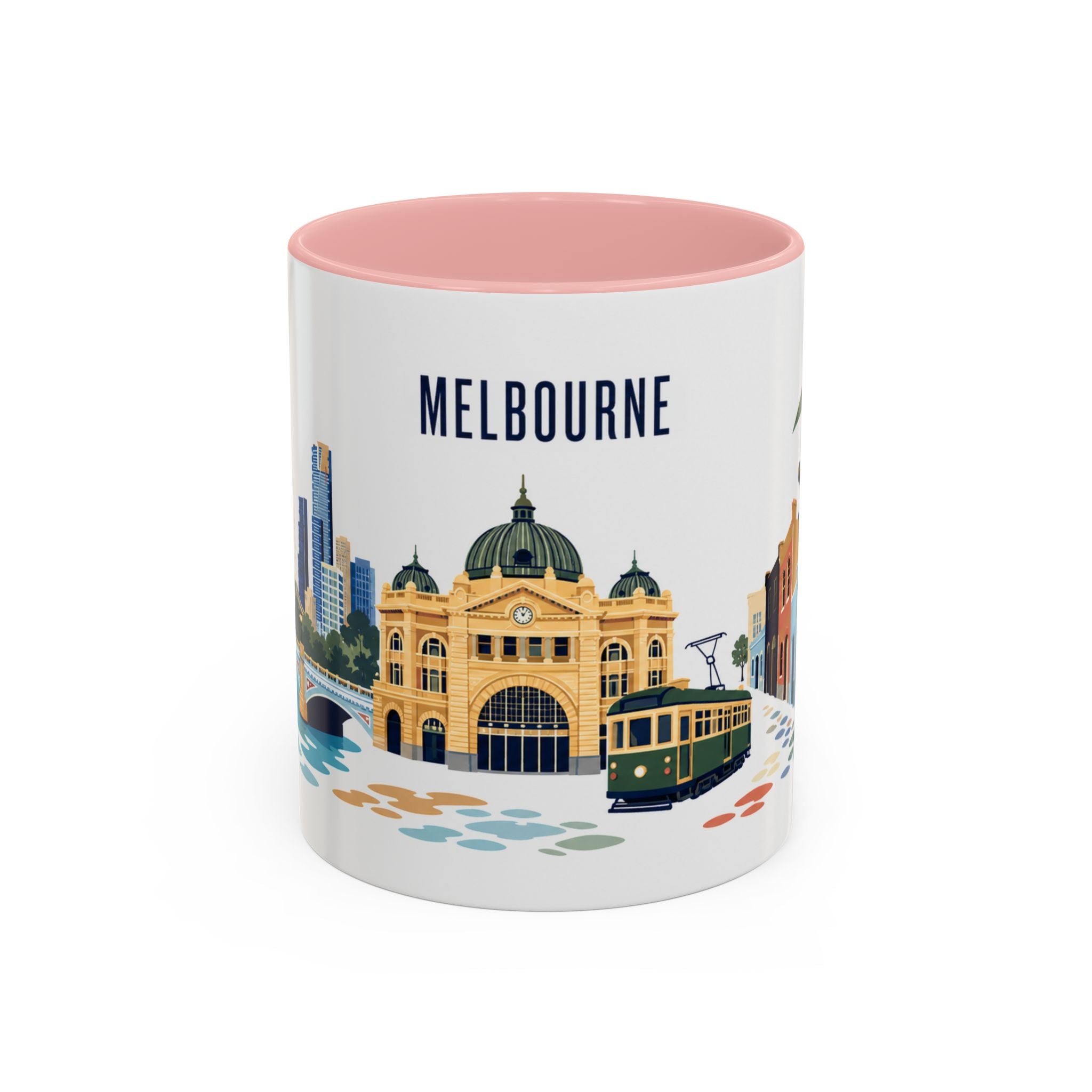 Melbourne Coffee Mug | Australia Travel Souvenir | Porcelain Decal City Gift | 11oz 15oz Accent Mug