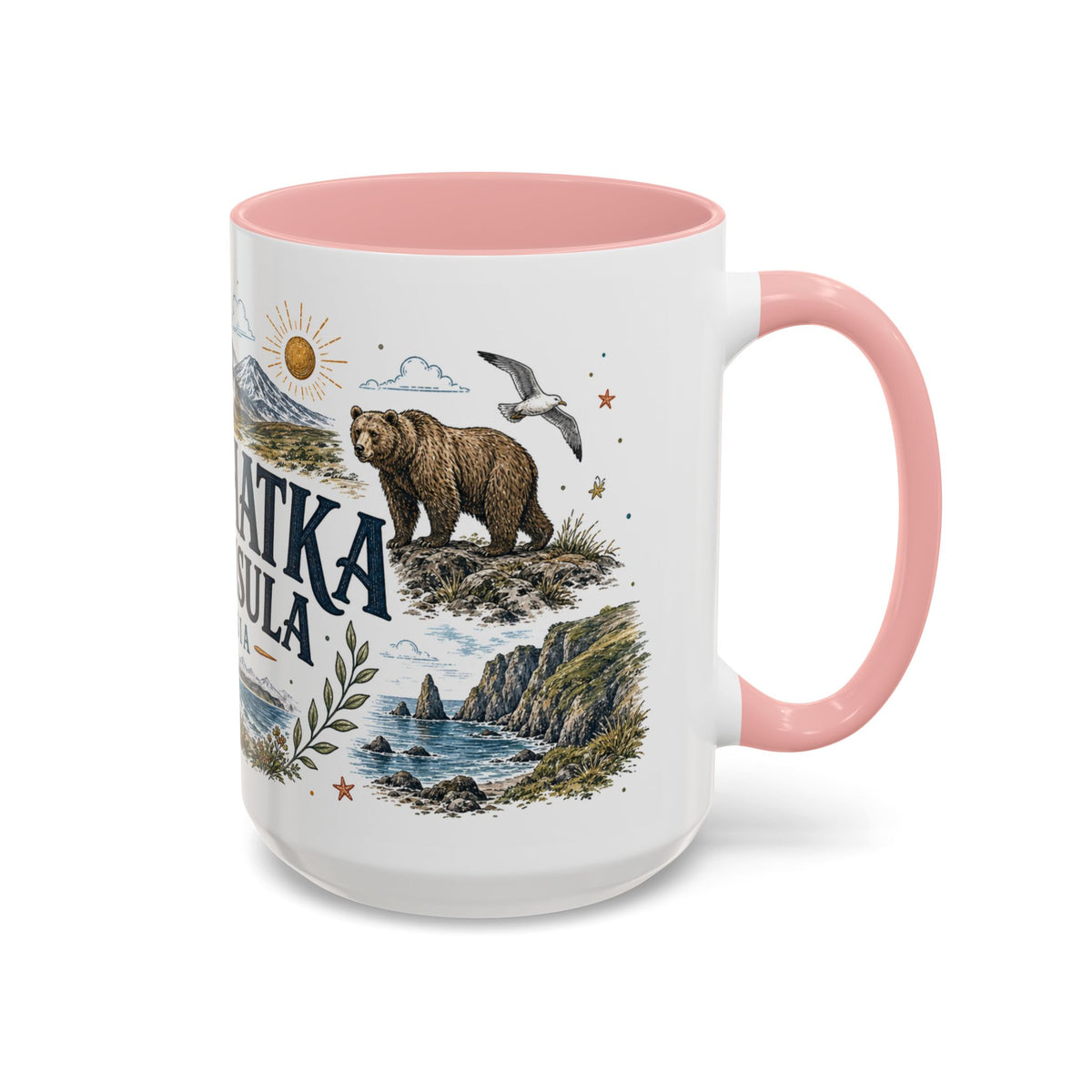 Kamchatka Peninsula Mug, Russia Travel Souvenir, Bucket List Gift, Accent Ceramic Coffee Mug 11oz 15oz