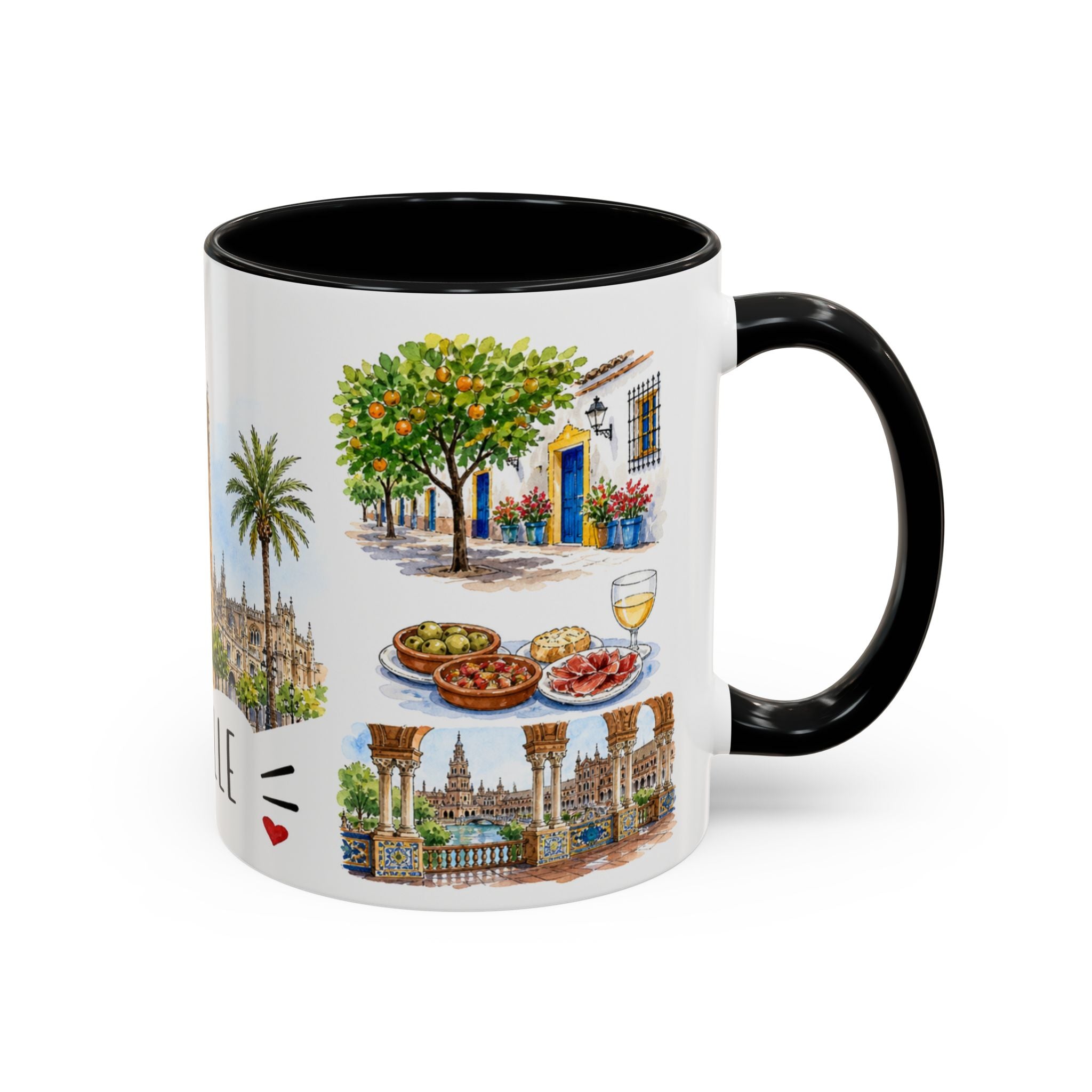 Seville Illustrated Travel Mug | City Souvenir Accent Coffee Mug | 11oz 15oz Ceramic Cup