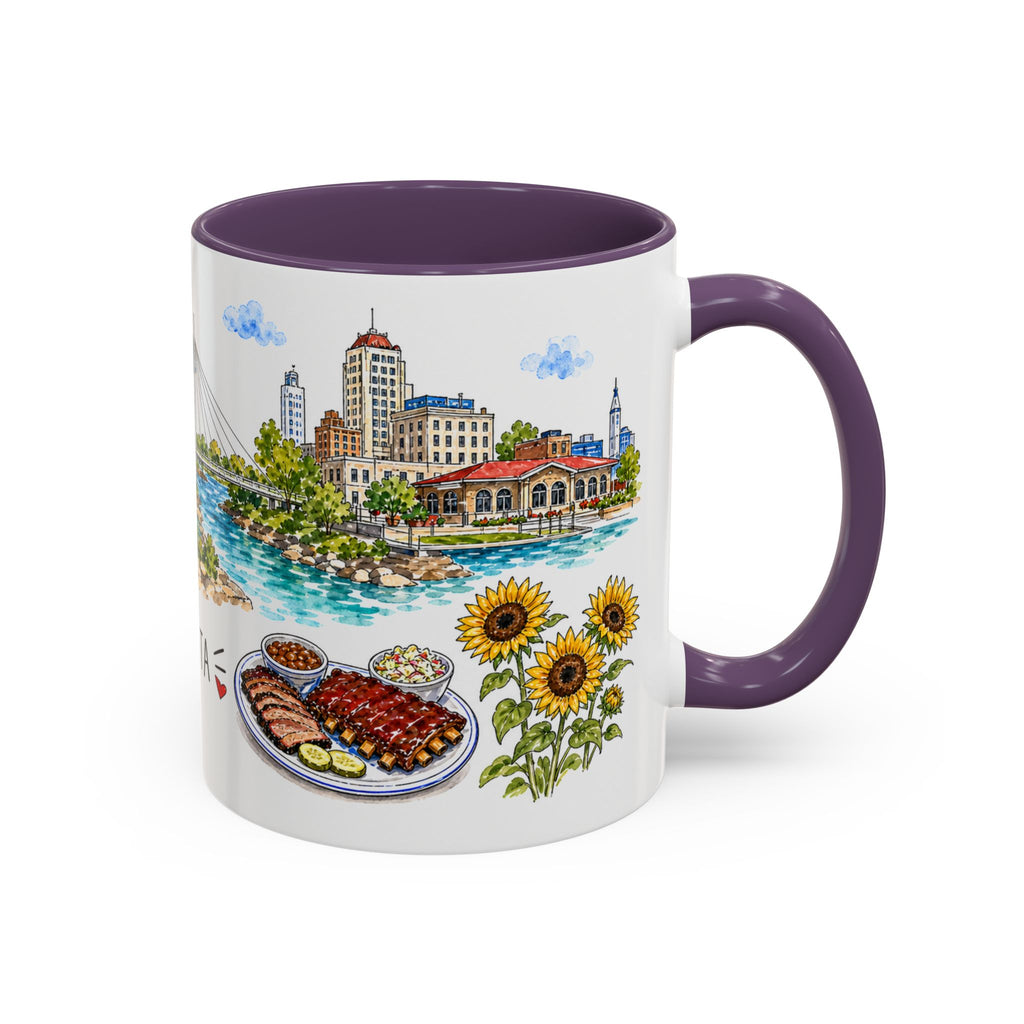 Wichita Illustrated Travel Mug | City Souvenir Accent Coffee Mug | 11oz 15oz Ceramic Cup