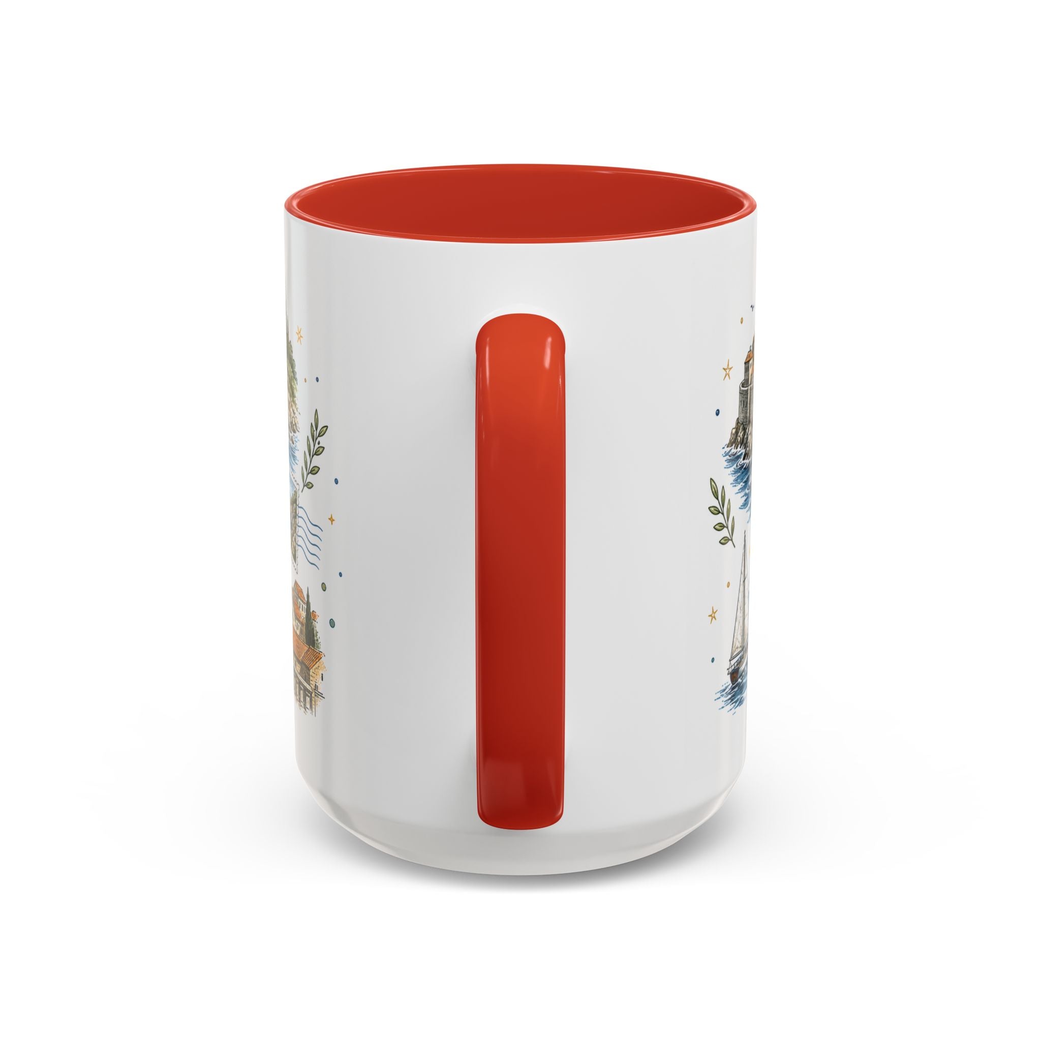 Dubrovnik Coast Coffee Mug | Travel Destination Souvenir Gift | Accent Color Ceramic 11oz 15oz