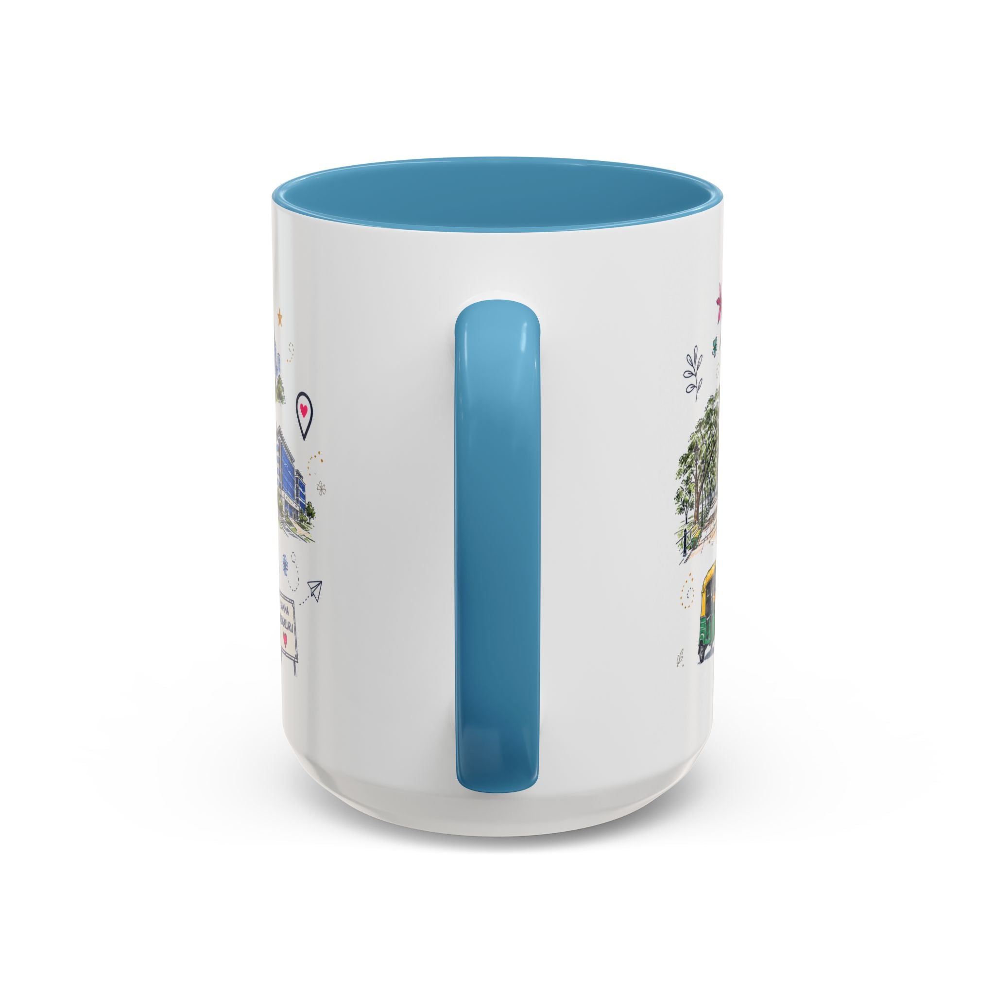Bangalore Coffee Mug | India Souvenir Travel Gift | Accent Color Ceramic 11oz 15oz