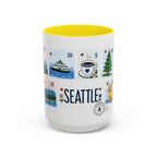 Seattle Coffee Mug | Postage Stamp Collage Mug | Travel Souvenir Accent Cup 11oz 15oz